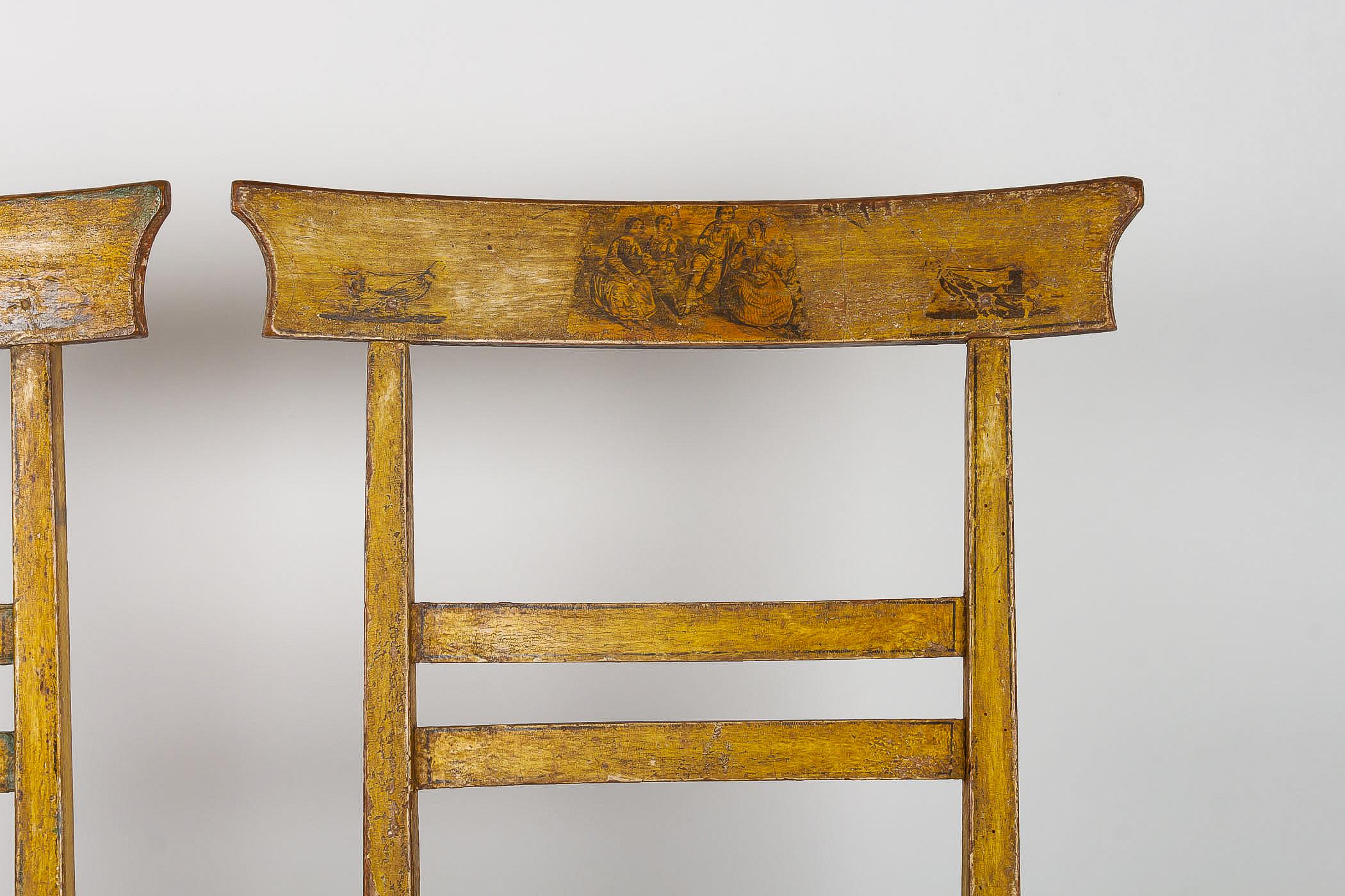 19th Century Set of Six Carved Italian Caned Chairs In Fair Condition For Sale In Saint Ouen, FR