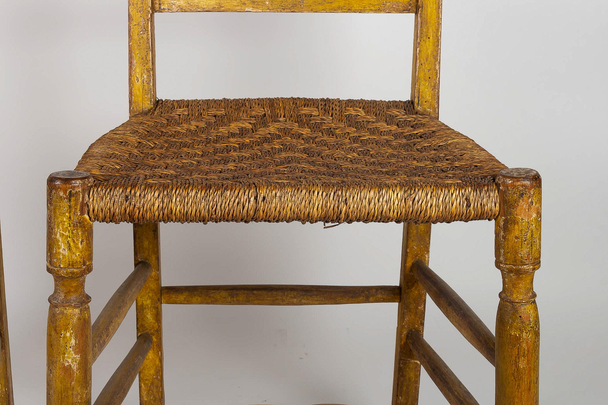 Fruitwood 19th Century Set of Six Carved Italian Caned Chairs For Sale
