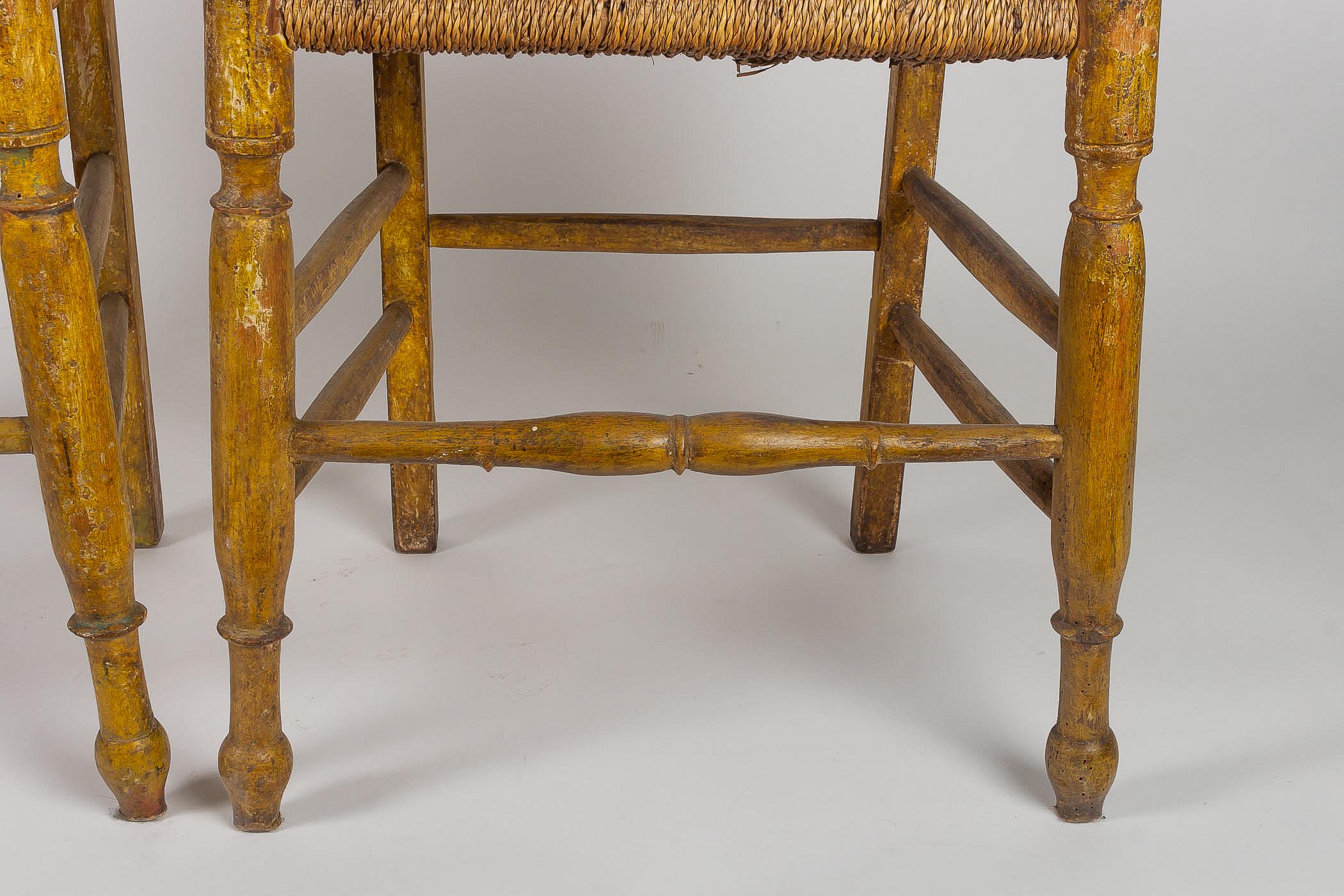 19th Century Set of Six Carved Italian Caned Chairs For Sale 1