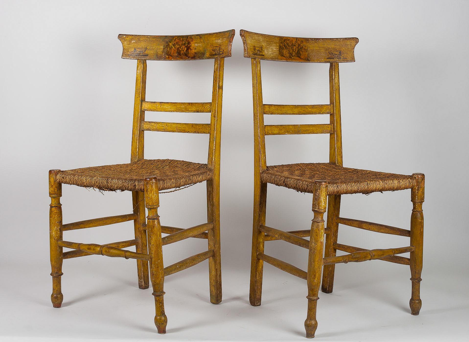 19th Century Set of Six Carved Italian Caned Chairs For Sale 2