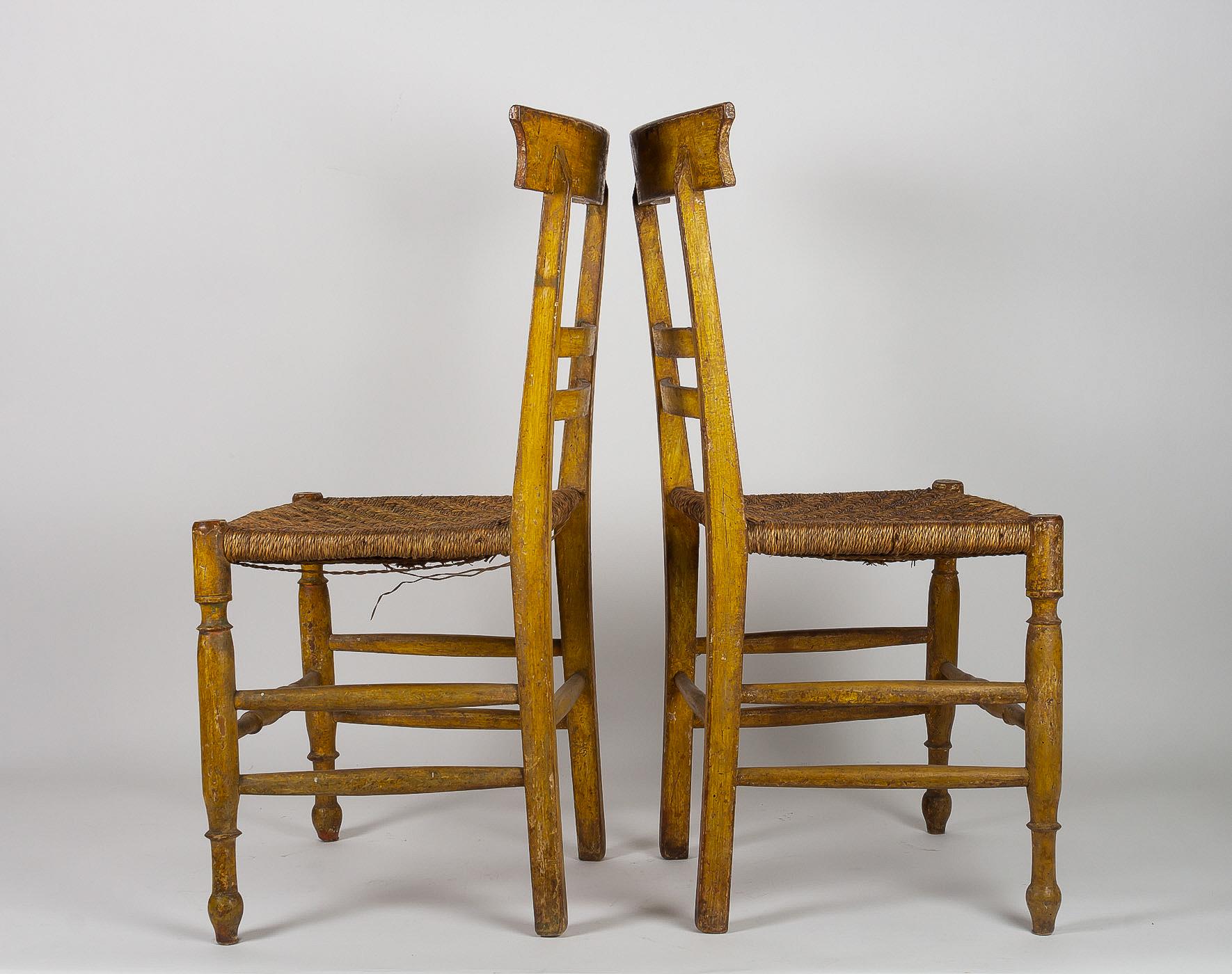 19th Century Set of Six Carved Italian Caned Chairs For Sale 3