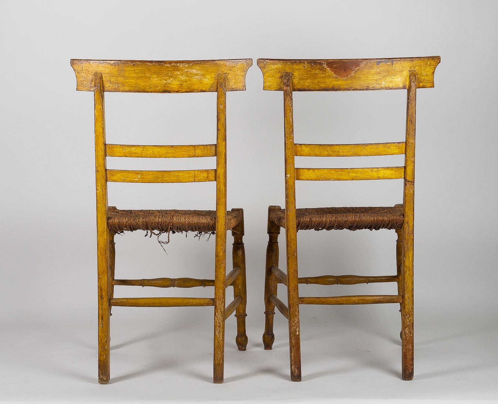 19th Century Set of Six Carved Italian Caned Chairs For Sale 4
