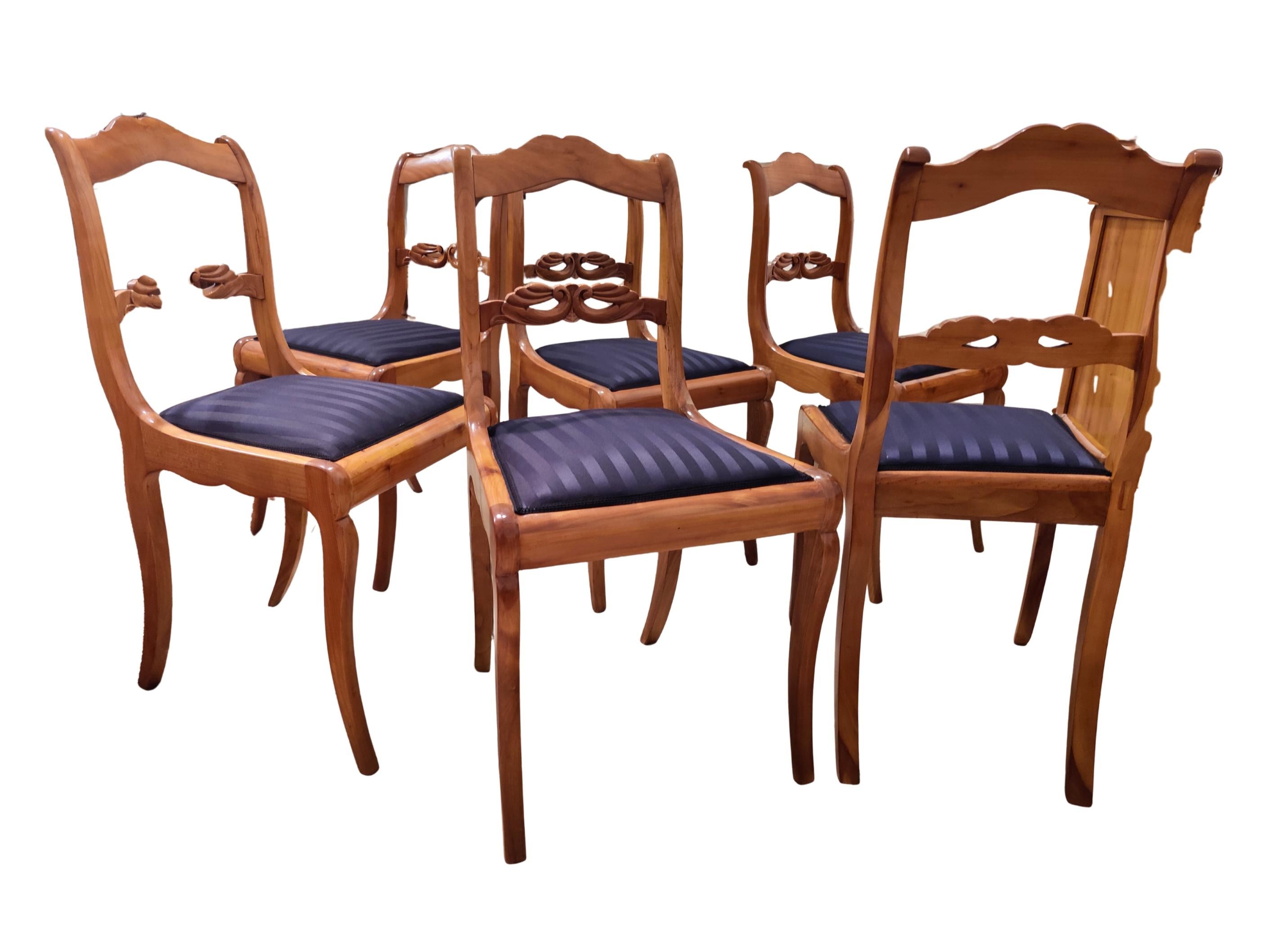 Set of Six Biedermeier Cherrywood Chairs, Germany circa 1825 In Good Condition For Sale In Darmstadt, DE
