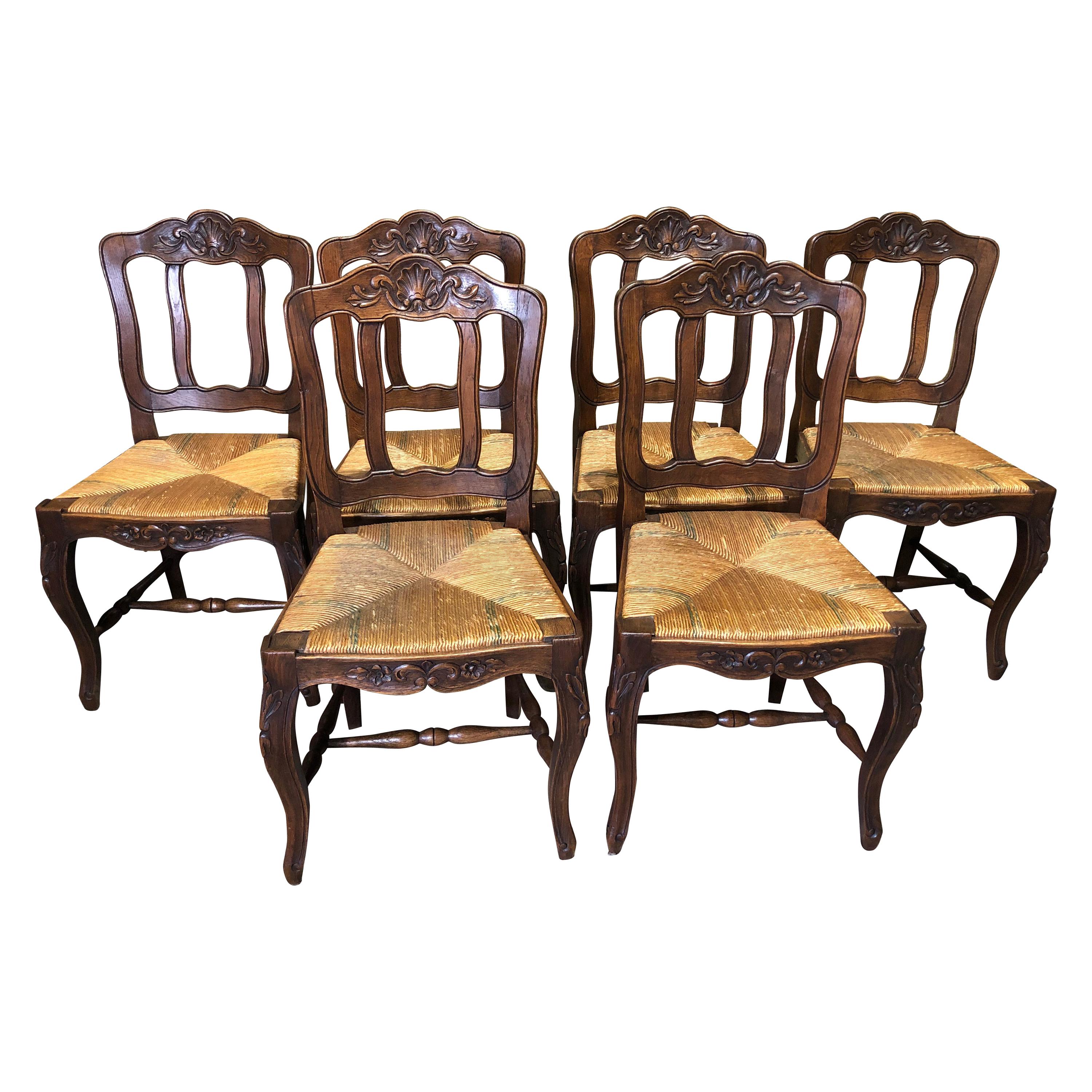 19th Century Set of Six French Farmhouse Dining Chairs