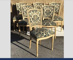 19th Century Set of Six French Lacquered Wood Chairs with Original Upholstery