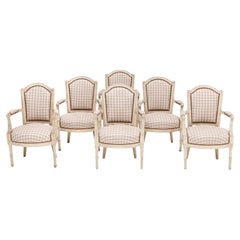 19th Century Set of Six French Louis XVI style Armchairs