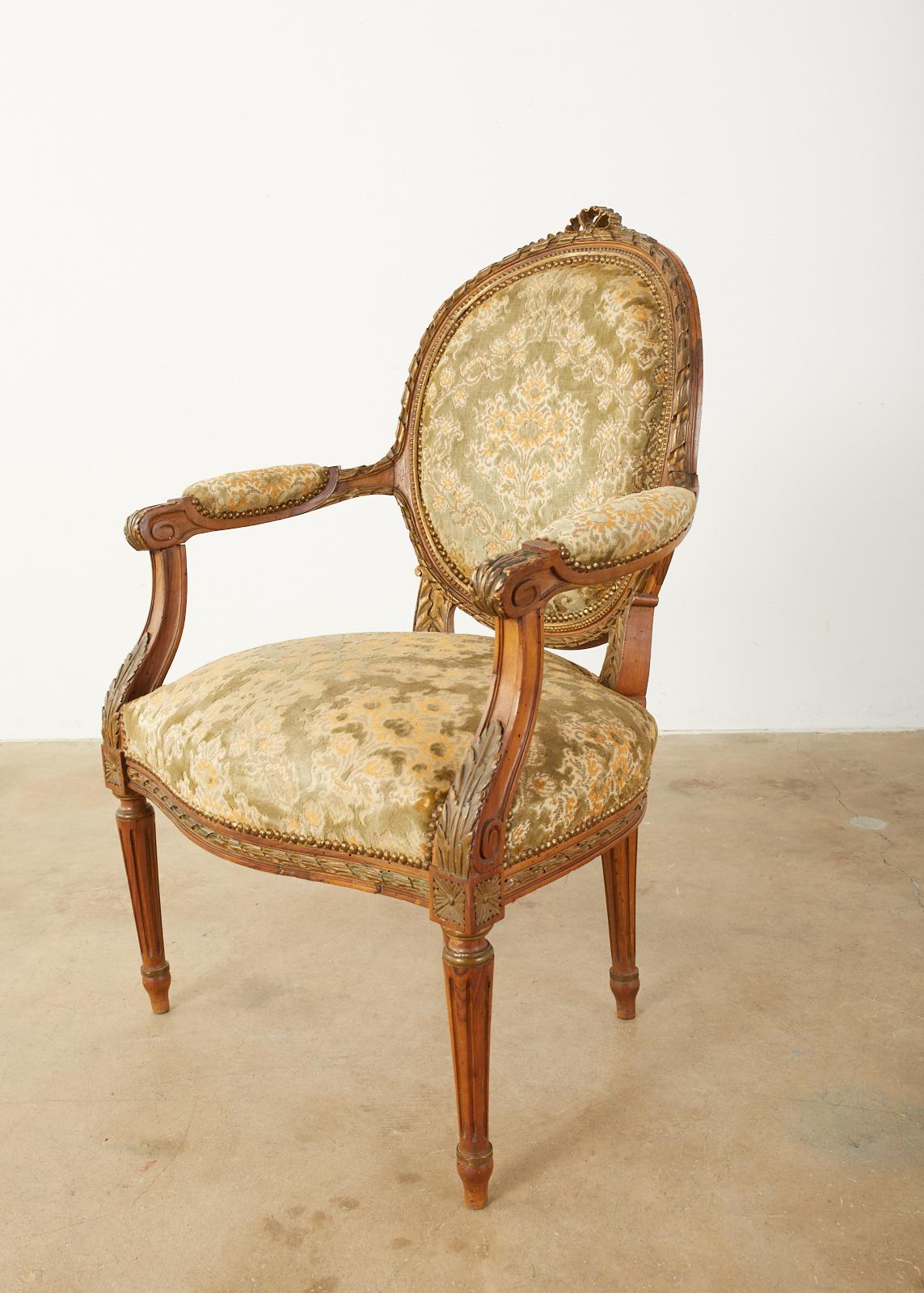 Hand-Crafted 19th Century Set of Six French Louis XVI Style Dining Chairs