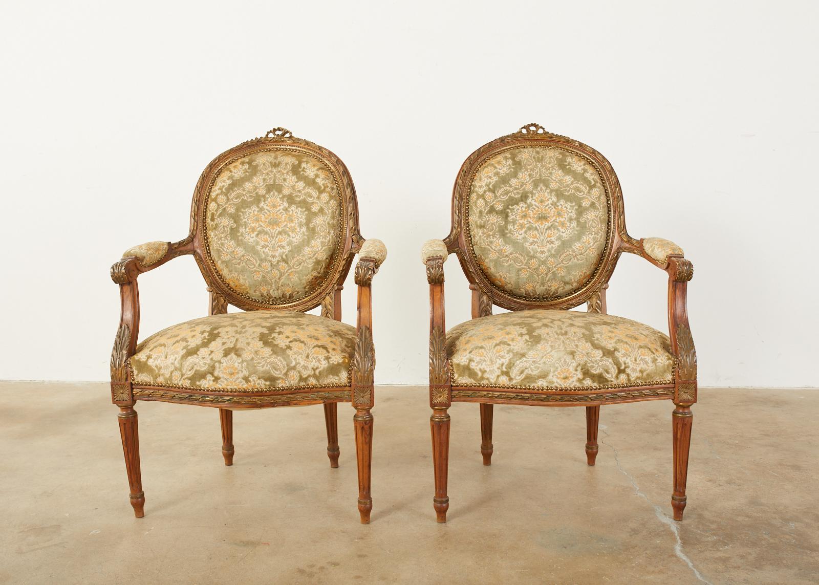 19th Century Set of Six French Louis XVI Style Dining Chairs In Good Condition In Rio Vista, CA