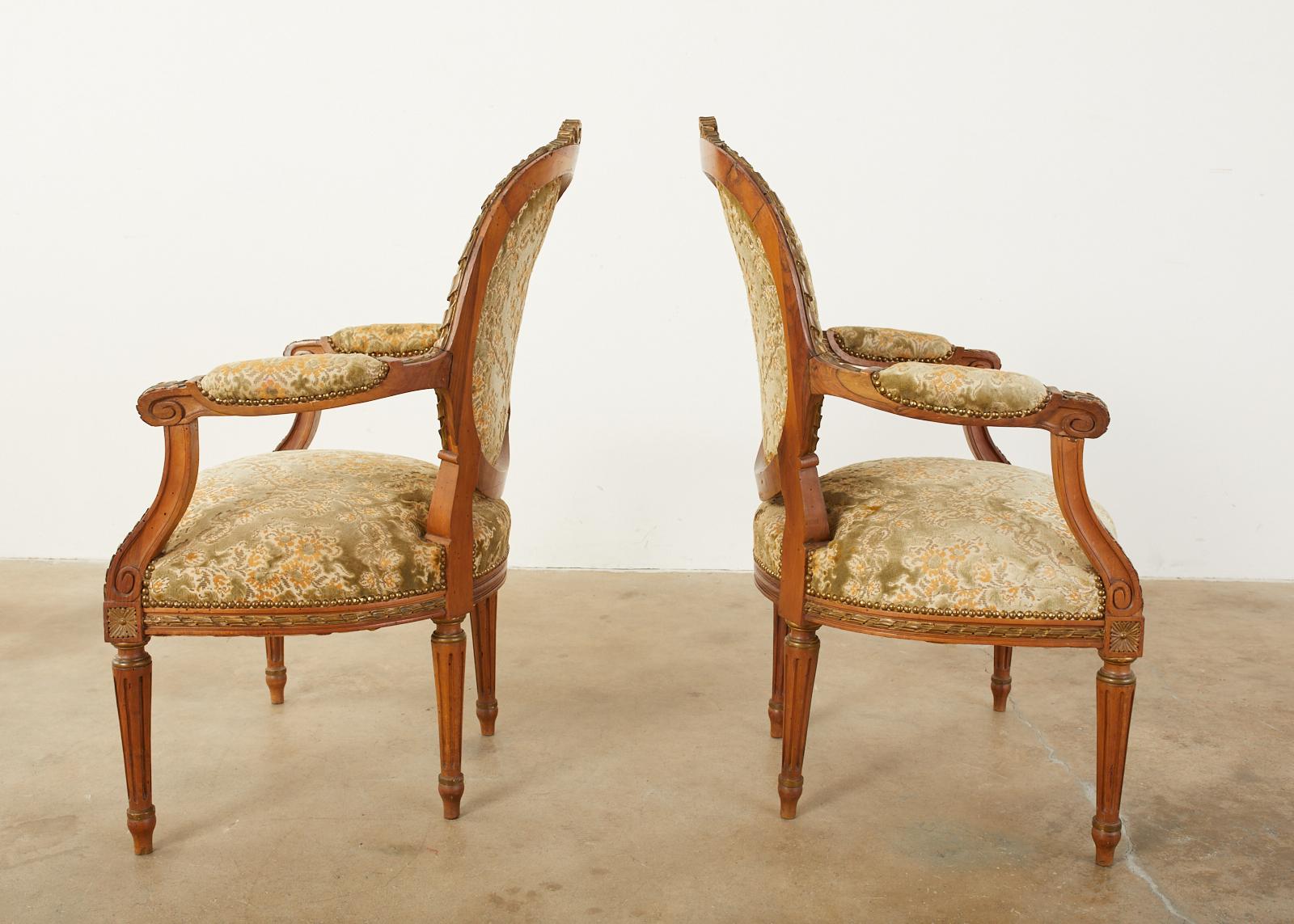19th Century Set of Six French Louis XVI Style Dining Chairs 1