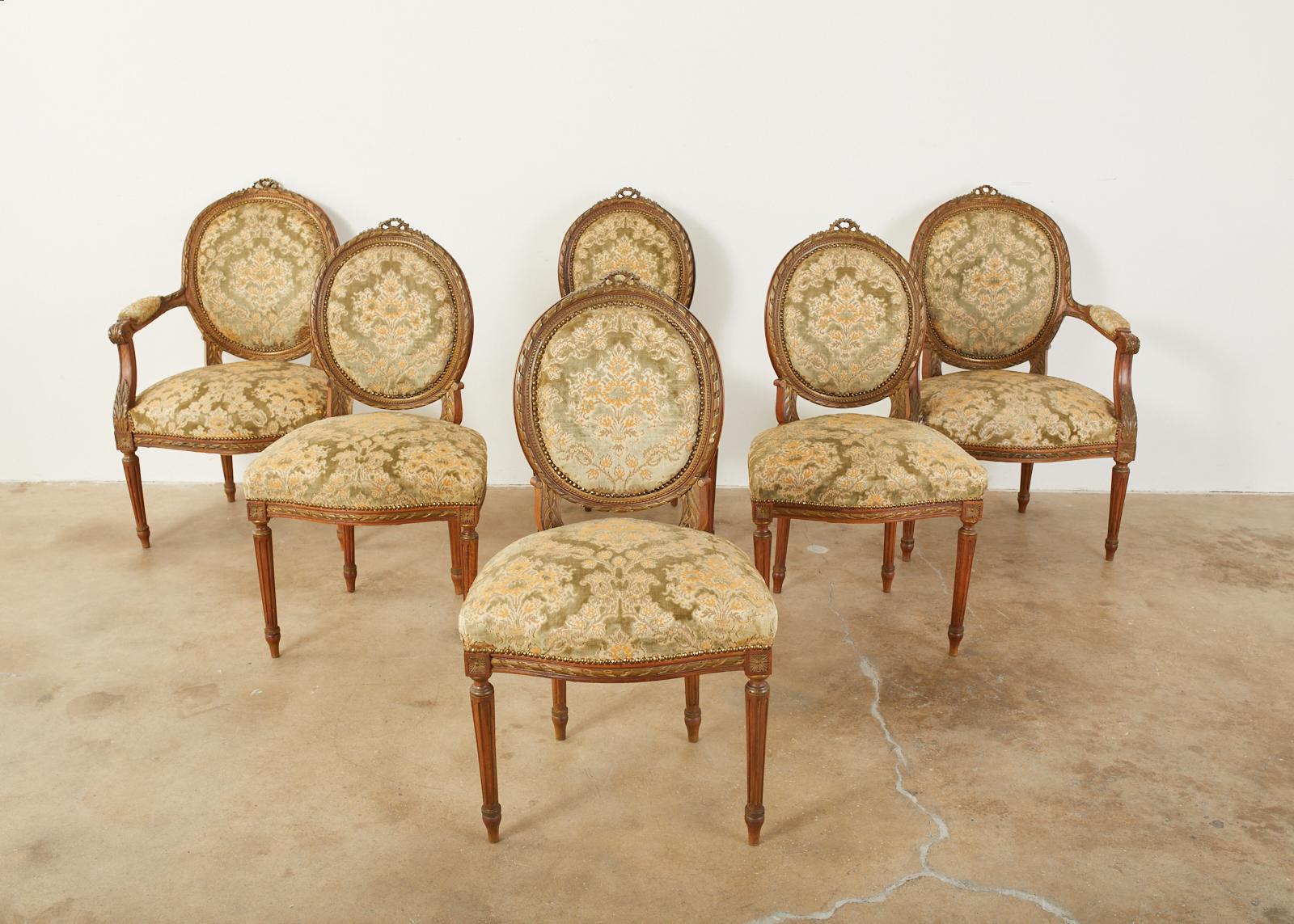 19th Century Set of Six French Louis XVI Style Dining Chairs 3
