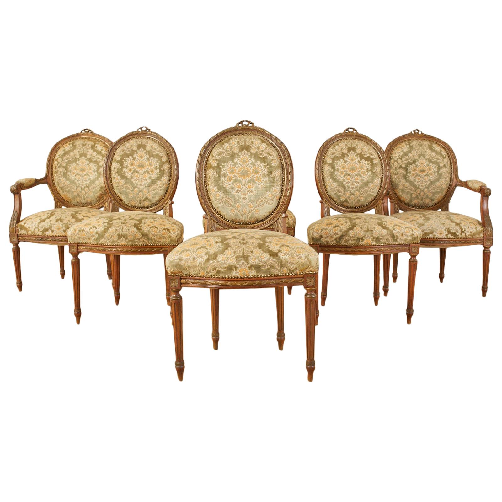 19th Century Set of Six French Louis XVI Style Dining Chairs