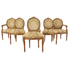 19th Century Set of Six French Louis XVI Style Dining Chairs