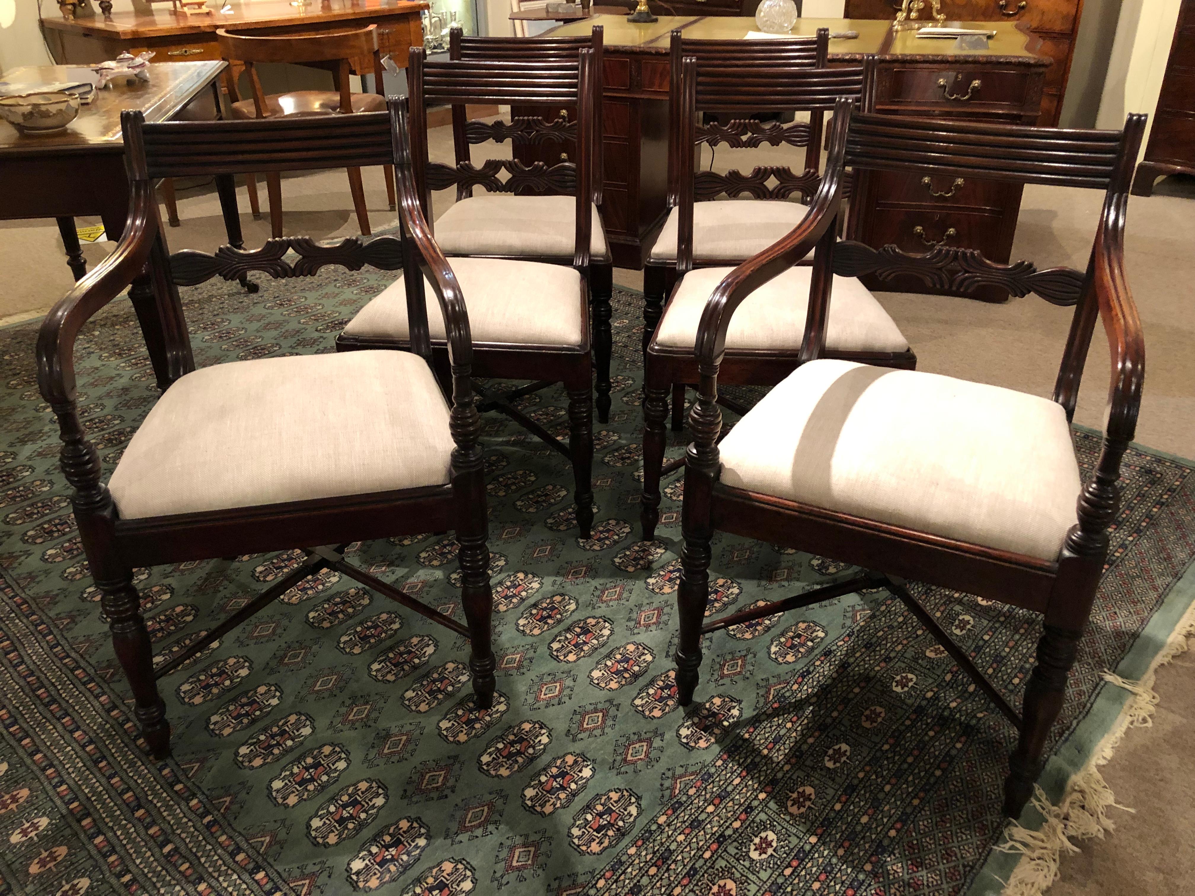 19th Century Set of Six Regency Mahogany Dining Chairs 3