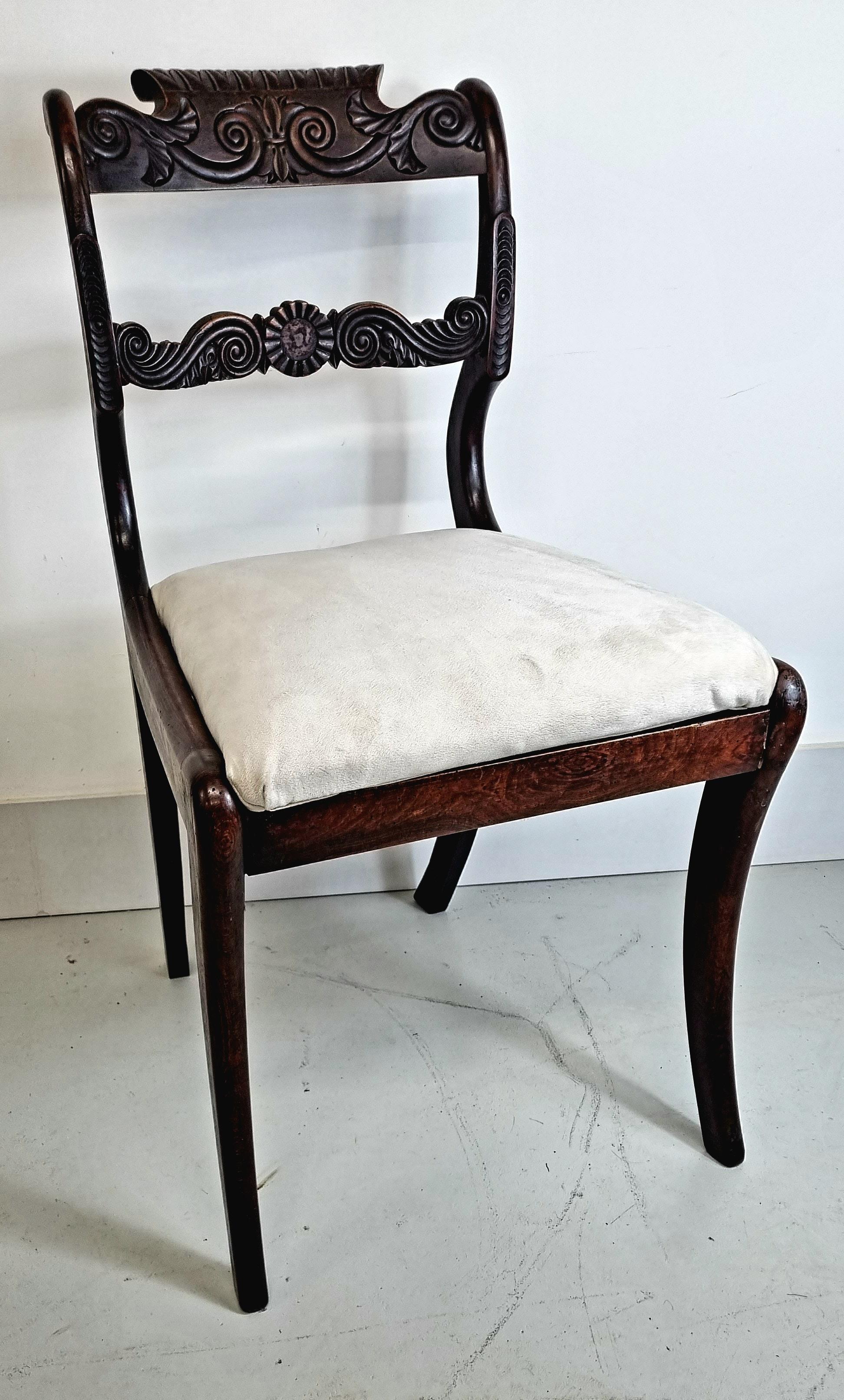 Ensemble de six chaises de salle à manger anglo-indiennes du 19e siècle de la période Regency Bon état - En vente à Hoddesdon, GB