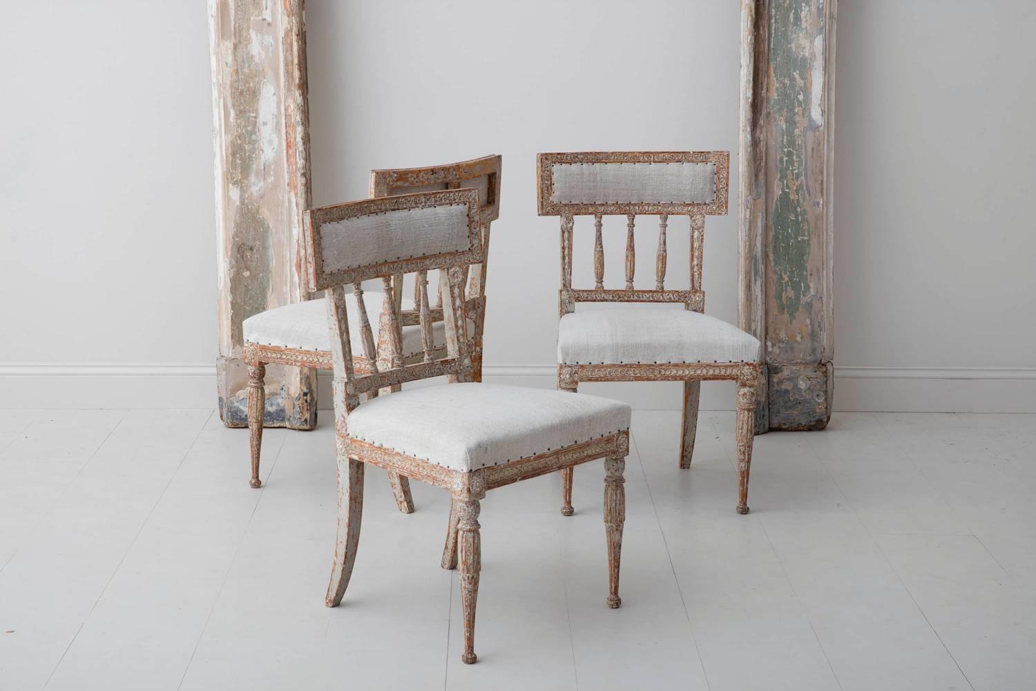 19th Century Set of Six Swedish Gustavian Period Chairs in Original Paint 5