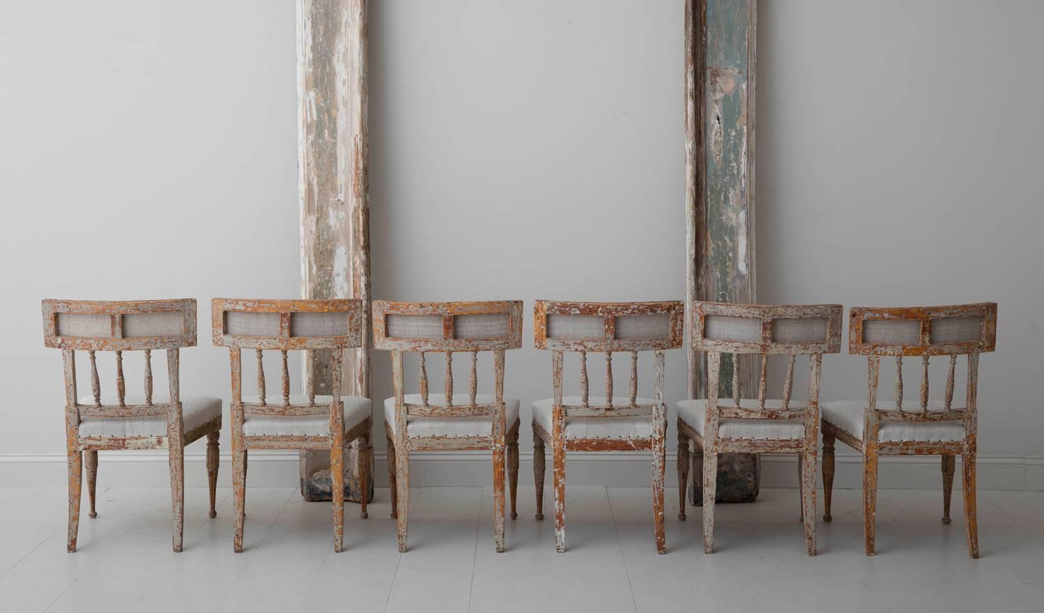 19th Century Set of Six Swedish Gustavian Period Chairs in Original Paint 7