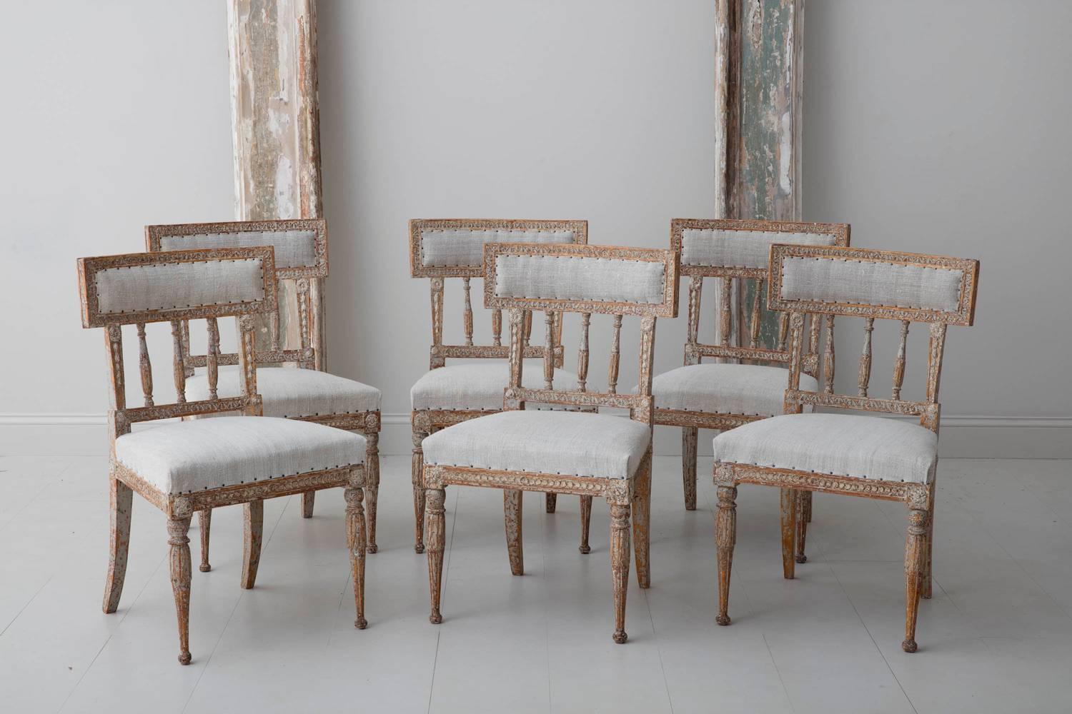 19th Century Set of Six Swedish Gustavian Period Chairs in Original Paint 3