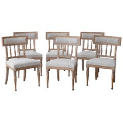 Antique 19th Century Set of Six Swedish Gustavian Period Chairs in Original Paint