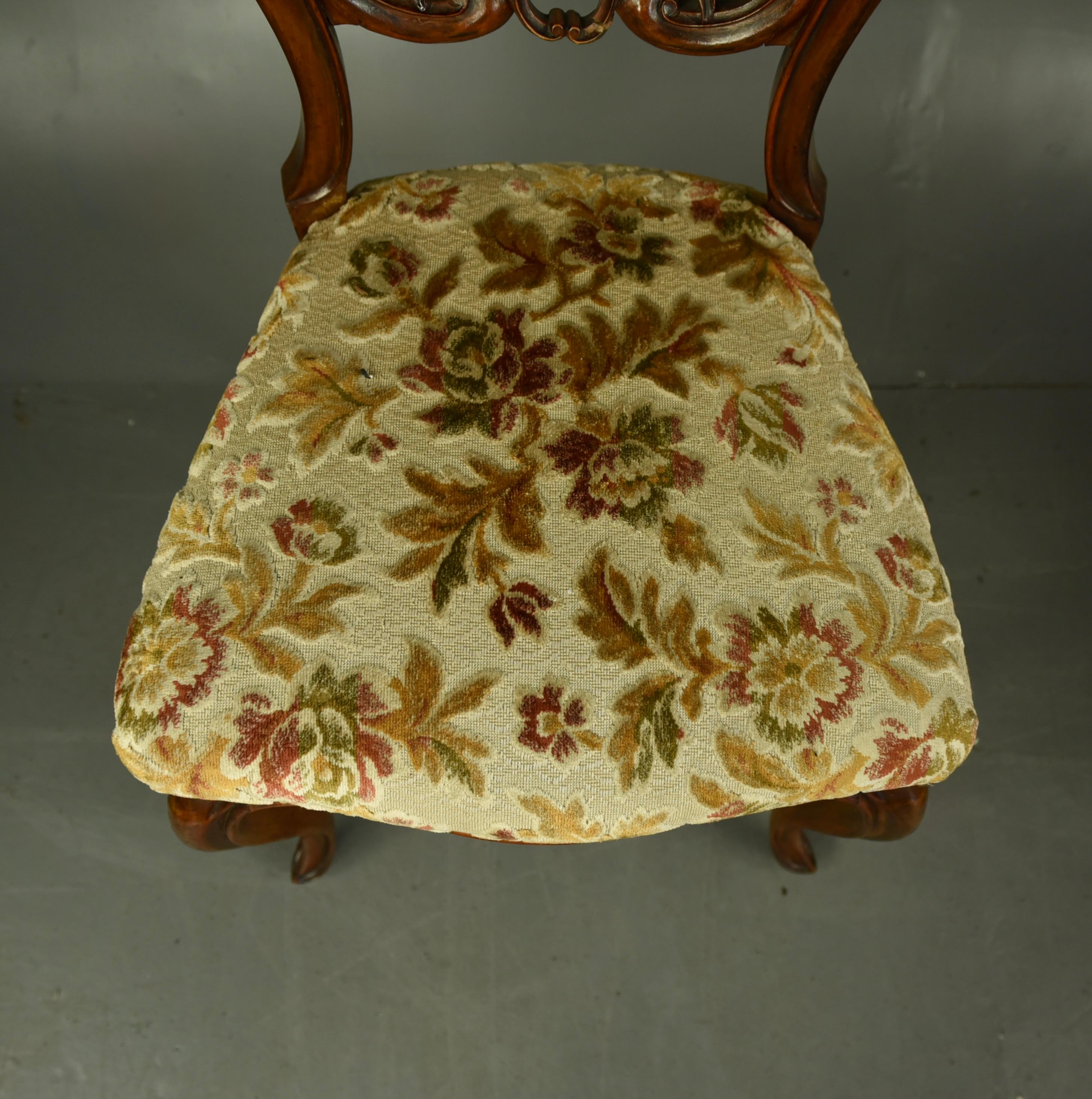 19th century set of six walnut dining chairs 1