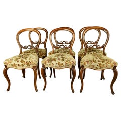 19th century set of six walnut dining chairs