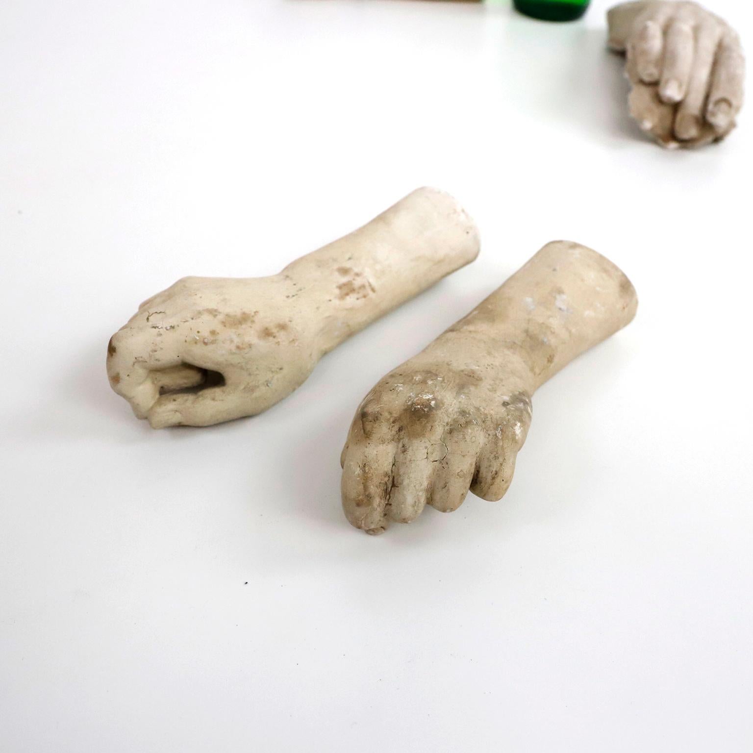 Circa 1900. We offer this fantastic Set of Study Hands Saint Sculptures. This set of pieces belonged to a sculptor of religious figures who used these models to create the christian saints.