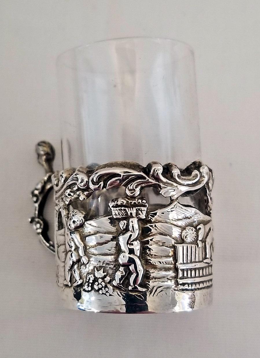 19th Century Set of Ten Sterling Silver Shot Glasses by W Comyn 4