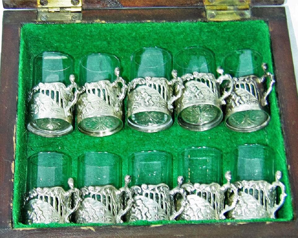 antique silver shot glasses