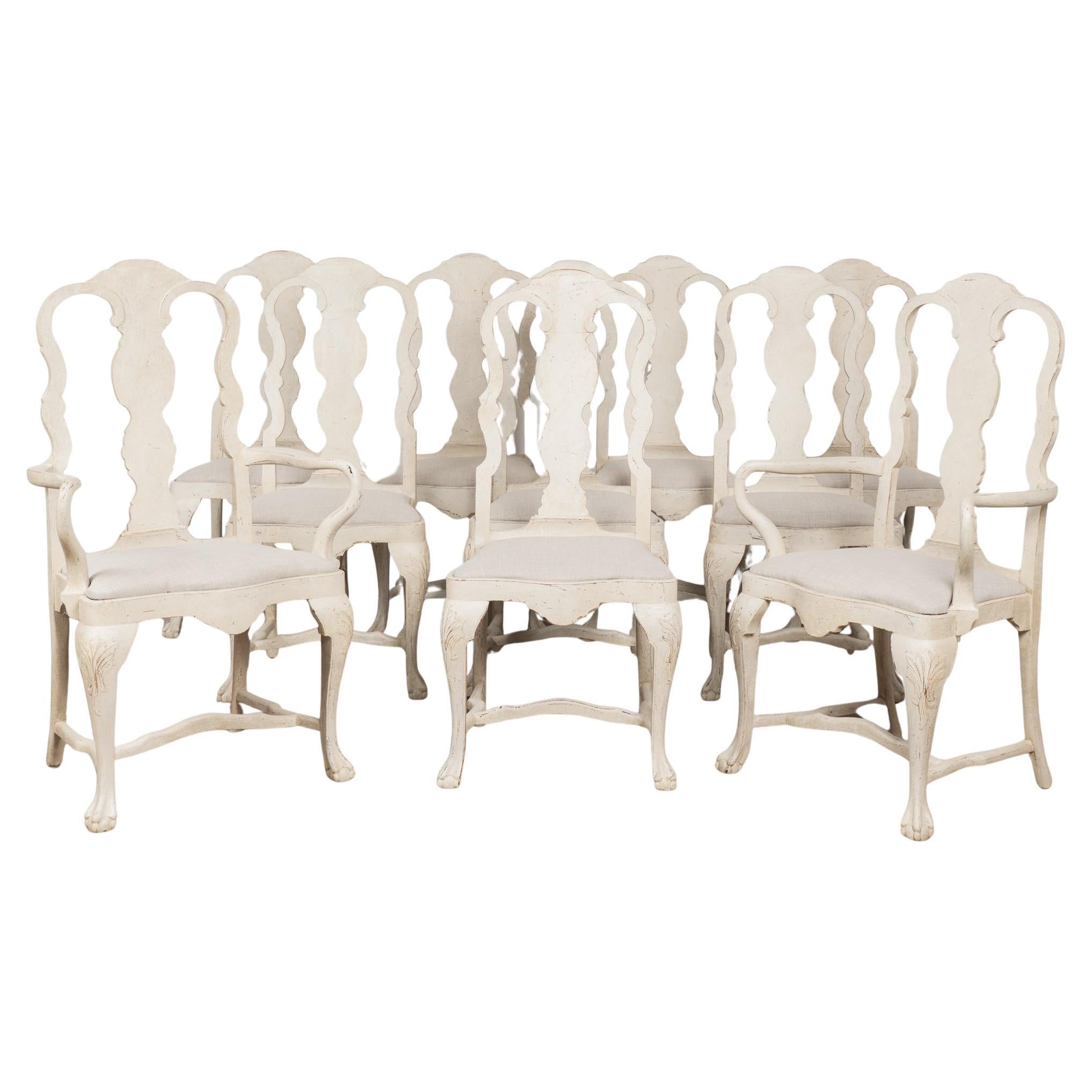 19th Century Set of Ten Swedish Gustavian Dining Chairs