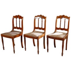 19th Century Set of Three Mahogany Chairs with Open Backs, France
