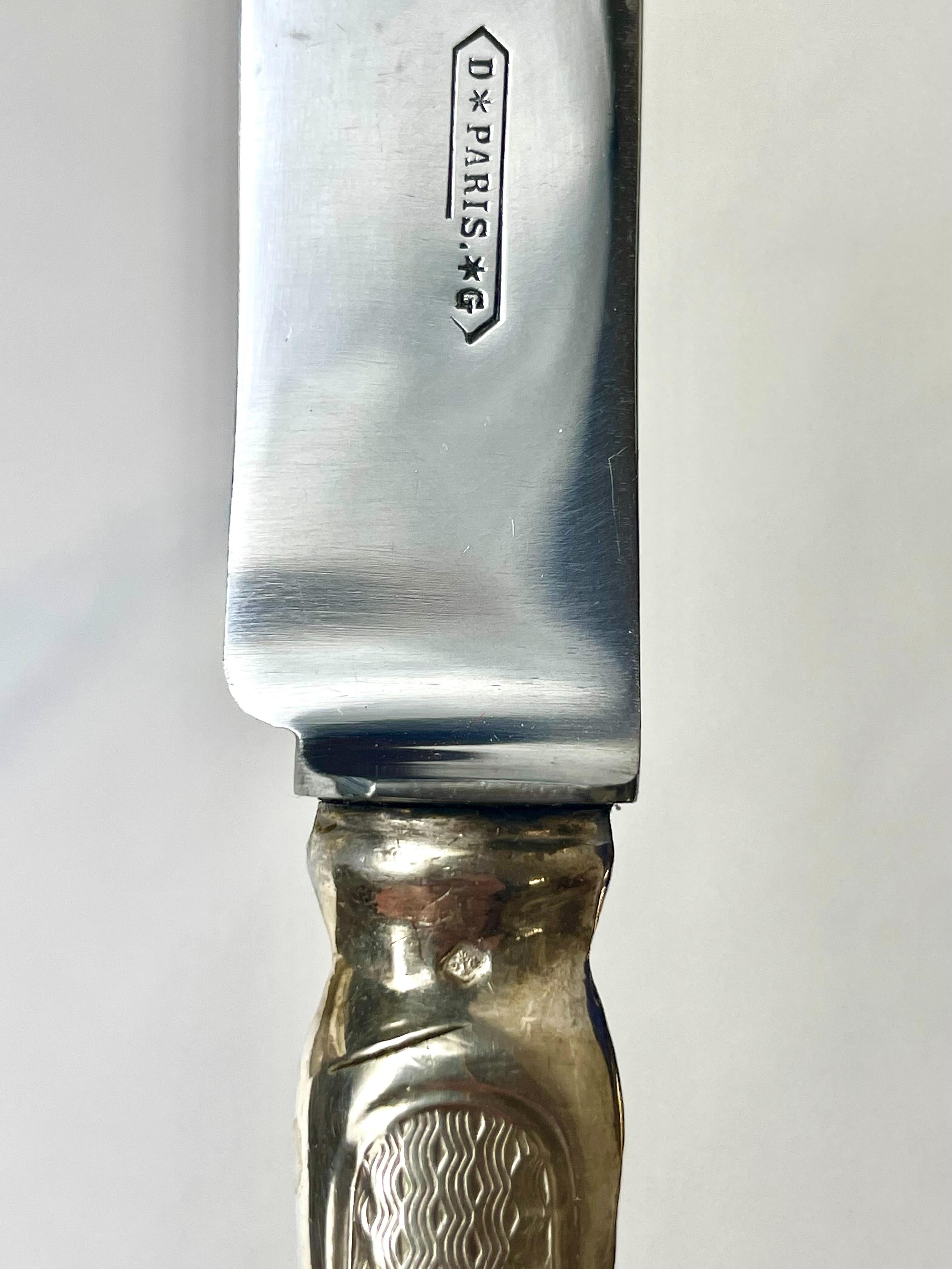 Ensemble de douze couteaux « Entremet » anciens en argent sterling du 19ème siècle en vente 2