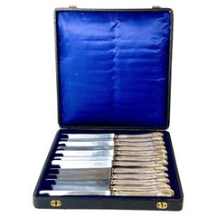 19th Century Set of Twelve Antique Sterling Silver 'Entremet' Knives