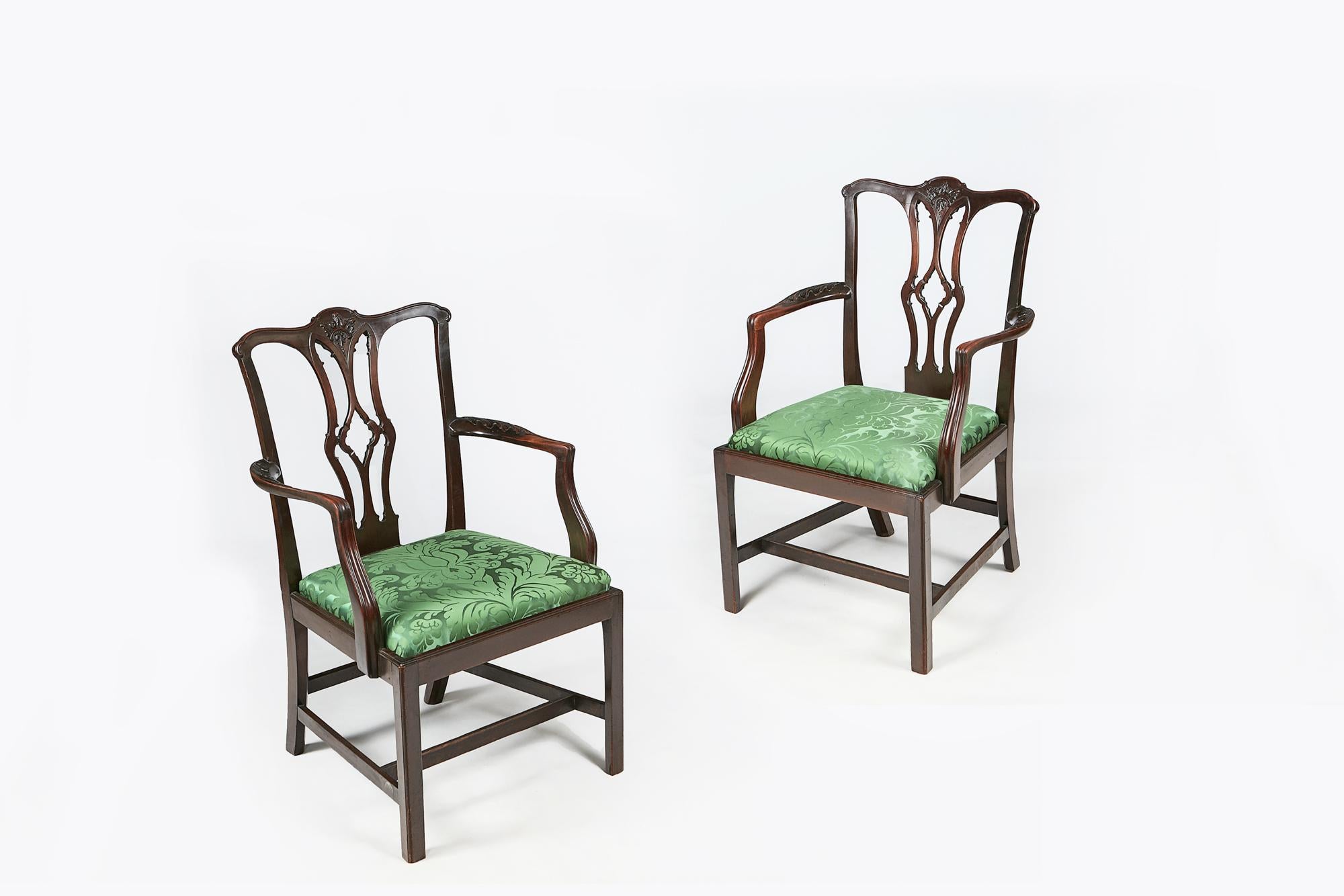 Irish 19th Century Set of Twelve Dining Chairs after Thomas Chippendale