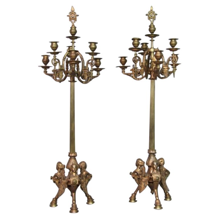 19th Century Set of Two Bronze Candelabras