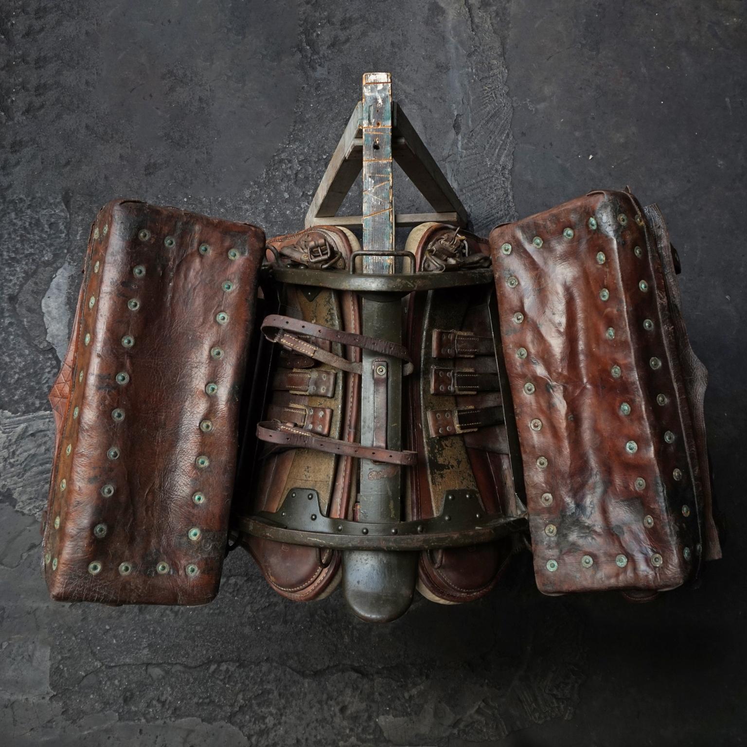 19th Century Set of Two Harness Leather Cartridge Saddle Cases and a Saddle 5