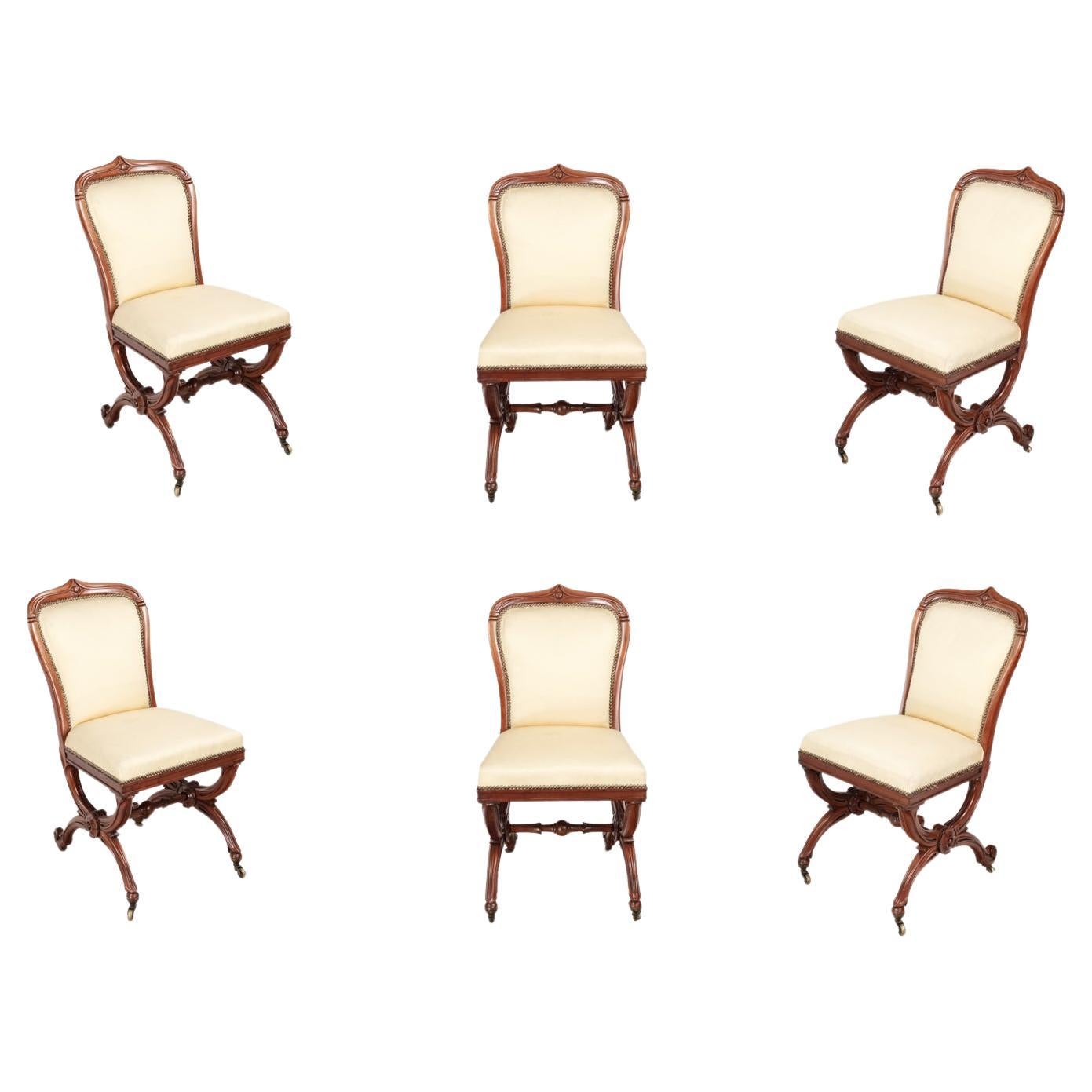 Ensemble de six chaises de salle à manger du 19ème siècle estampillé « Johnstone & Jeanes » en vente