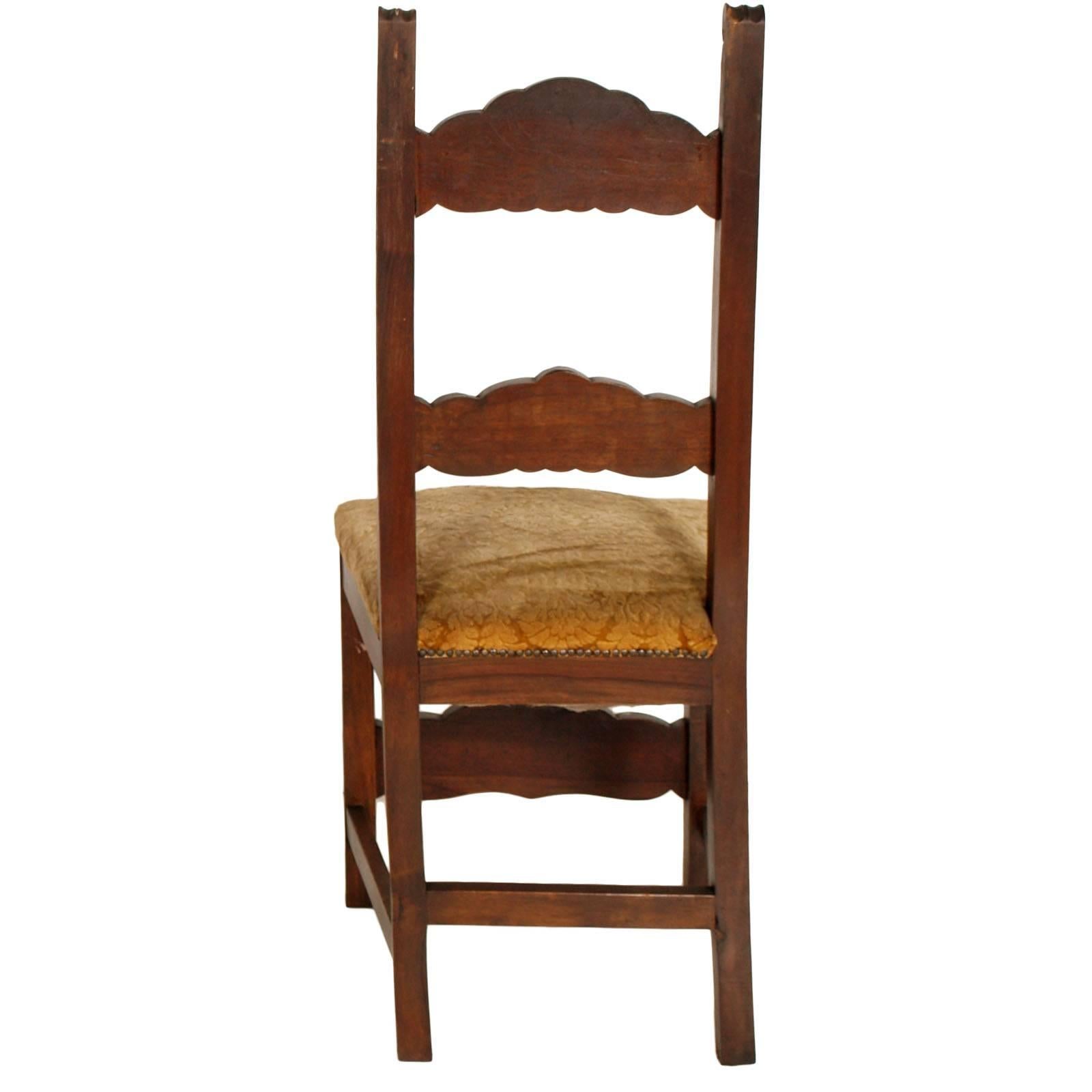 19th Century Set Six Renaissance Chairs in Hand-Carved Walnut, Spring Seat For Sale 4