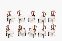 19th Century Set Ten Shield-Back Dining Chairs
