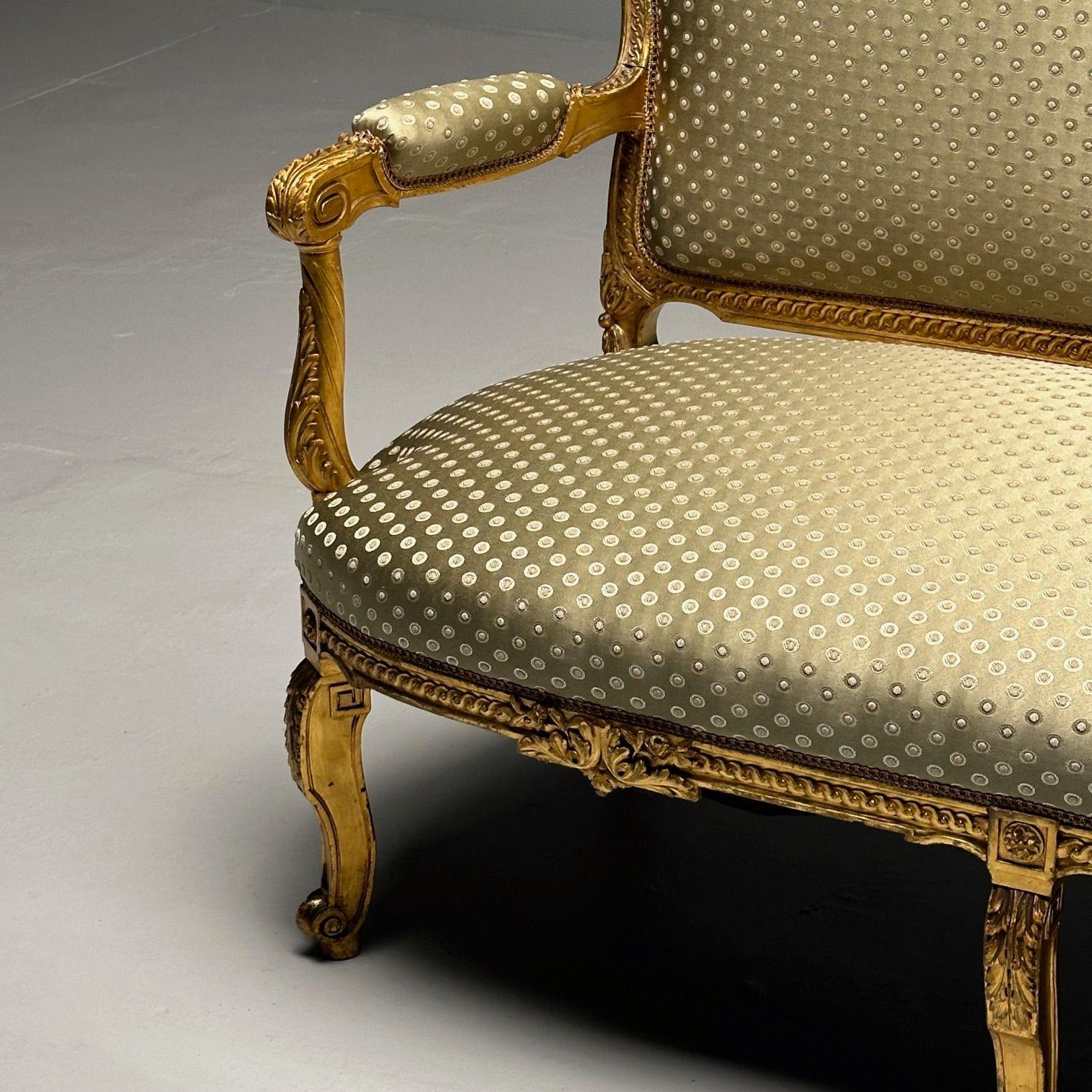 Settee / Canape aus dem 19. Jahrhundert, Durand, Louis XV.-Sessel, vergoldetes Holz, Scalamandre-Polsterung im Angebot 7