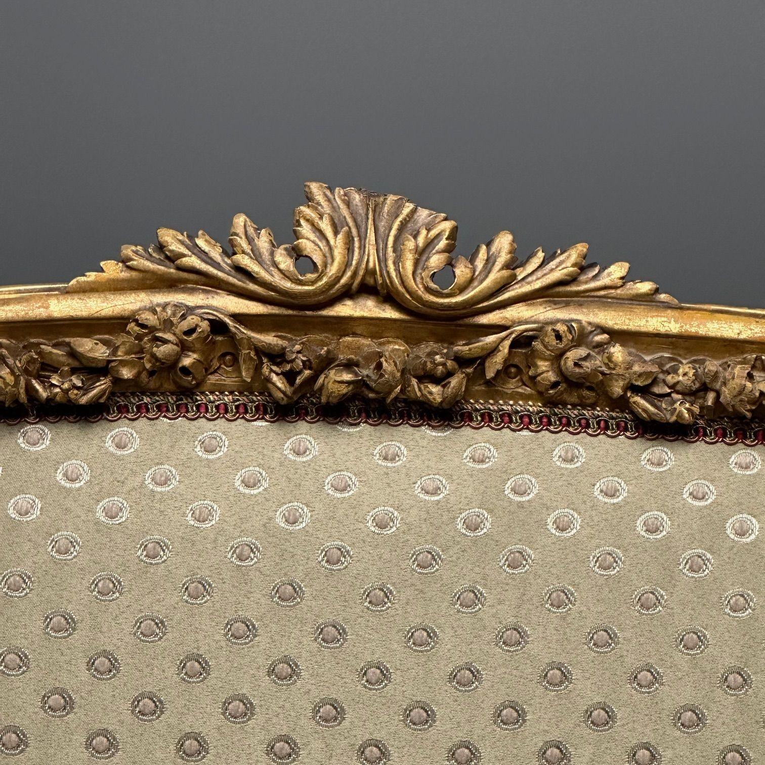 Settee / Canape aus dem 19. Jahrhundert, Durand, Louis XV.-Sessel, vergoldetes Holz, Scalamandre-Polsterung im Angebot 8