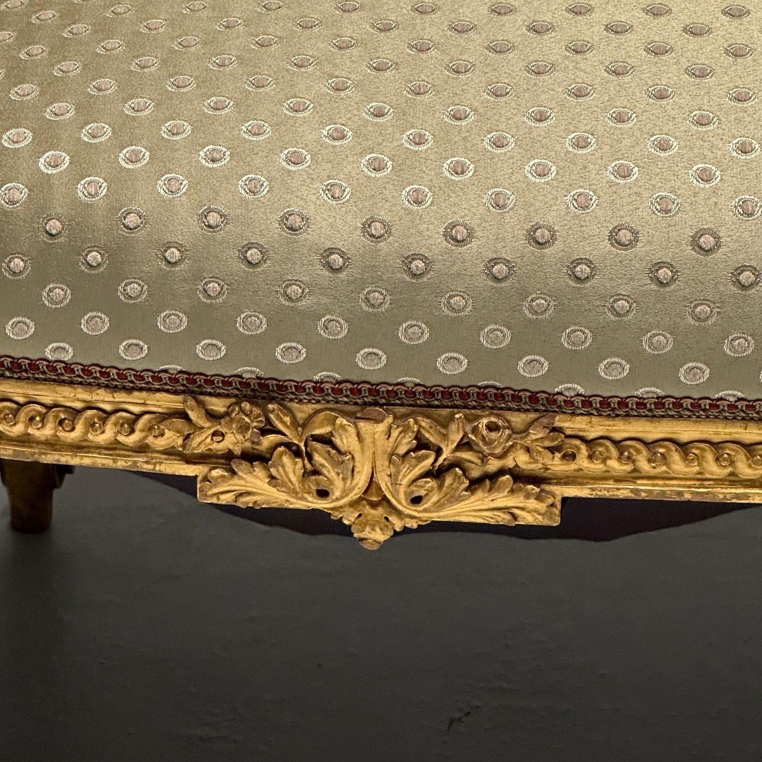 Settee / Canape aus dem 19. Jahrhundert, Durand, Louis XV.-Sessel, vergoldetes Holz, Scalamandre-Polsterung im Angebot 9