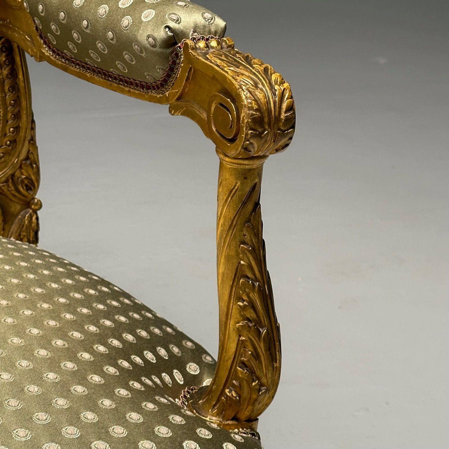 Settee / Canape aus dem 19. Jahrhundert, Durand, Louis XV.-Sessel, vergoldetes Holz, Scalamandre-Polsterung im Angebot 10