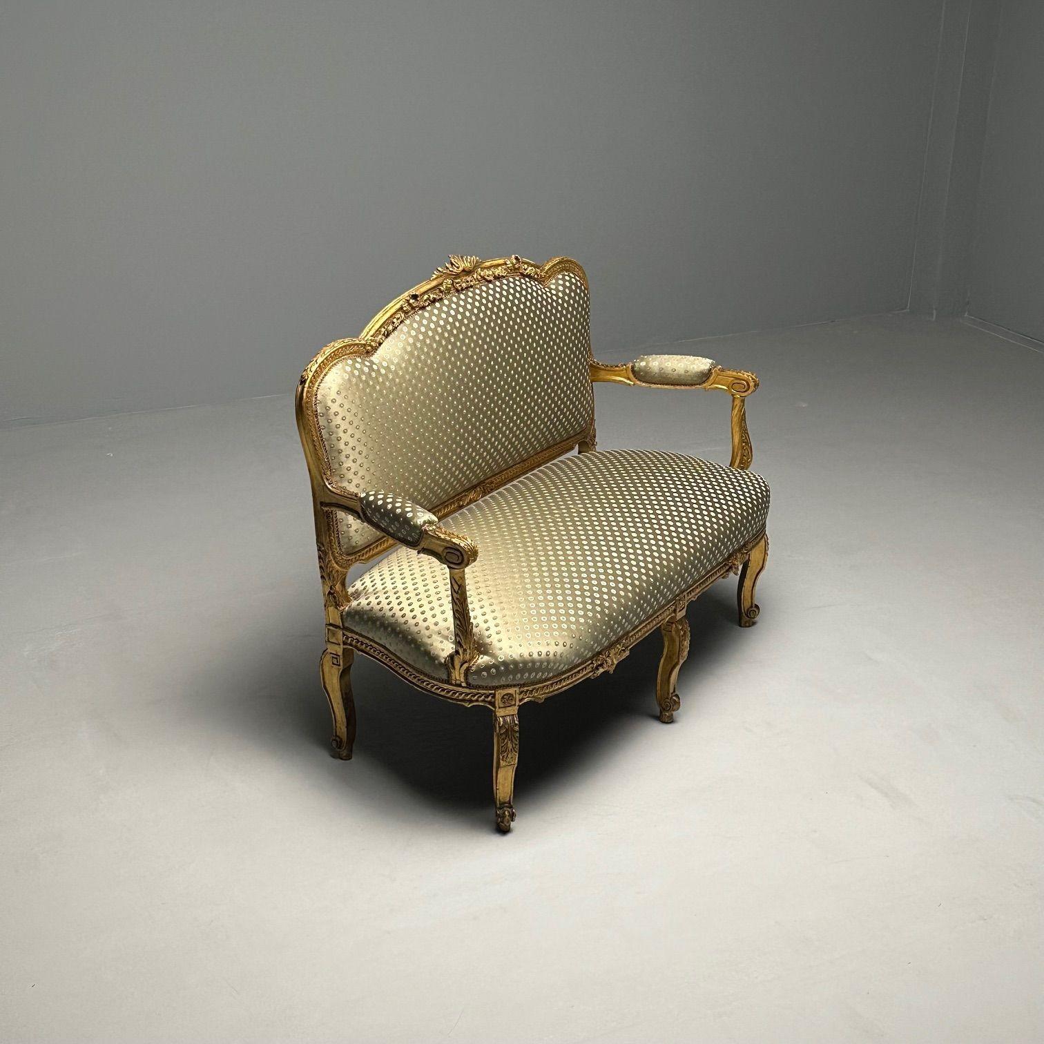 19th Century Settee / Canape, Durand, Louis XV, Giltwood, Scalamandre Upholstery In Good Condition For Sale In Stamford, CT