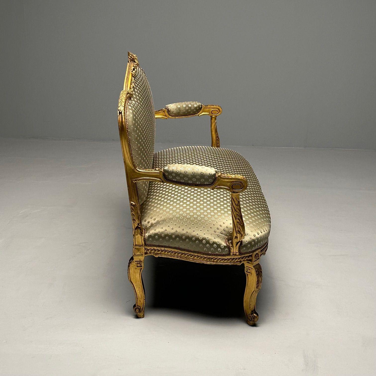 Settee / Canape aus dem 19. Jahrhundert, Durand, Louis XV.-Sessel, vergoldetes Holz, Scalamandre-Polsterung im Angebot 2