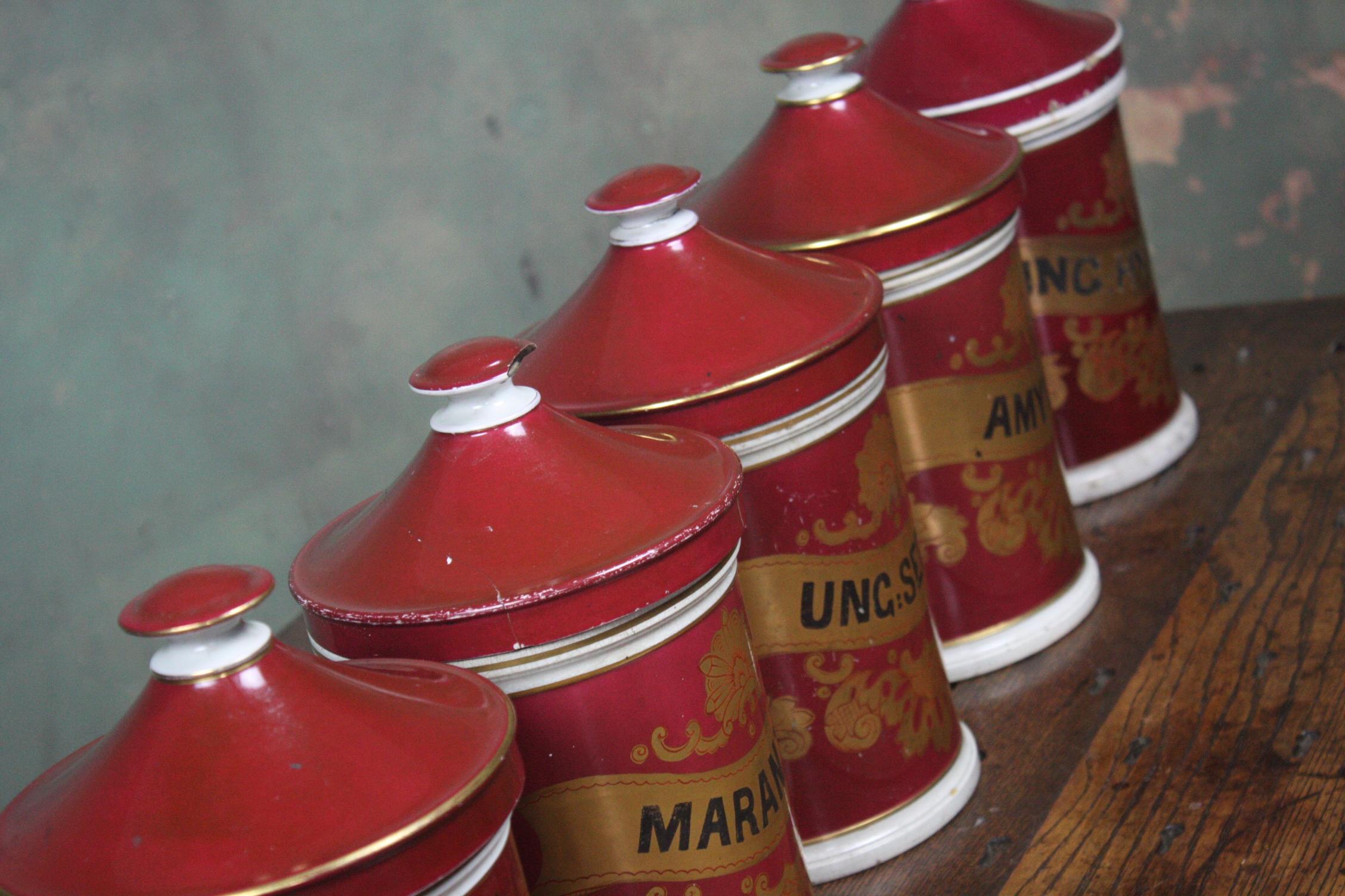 19th Century Seven Crimson Pharmacy Apothecary Chemist Dispensing Jars 2