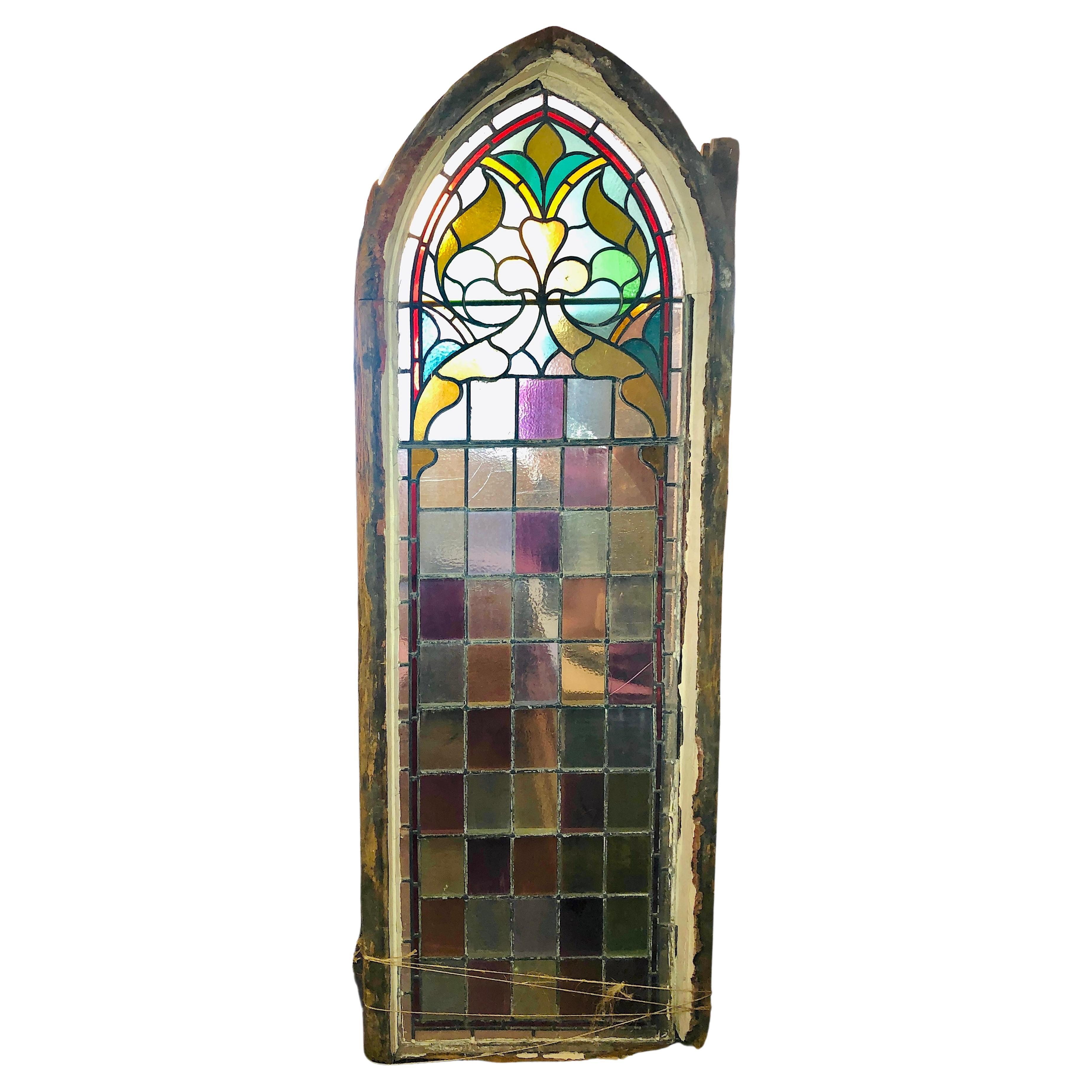 19th Century Seven Foot Chapel Window 30" x 85" For Sale