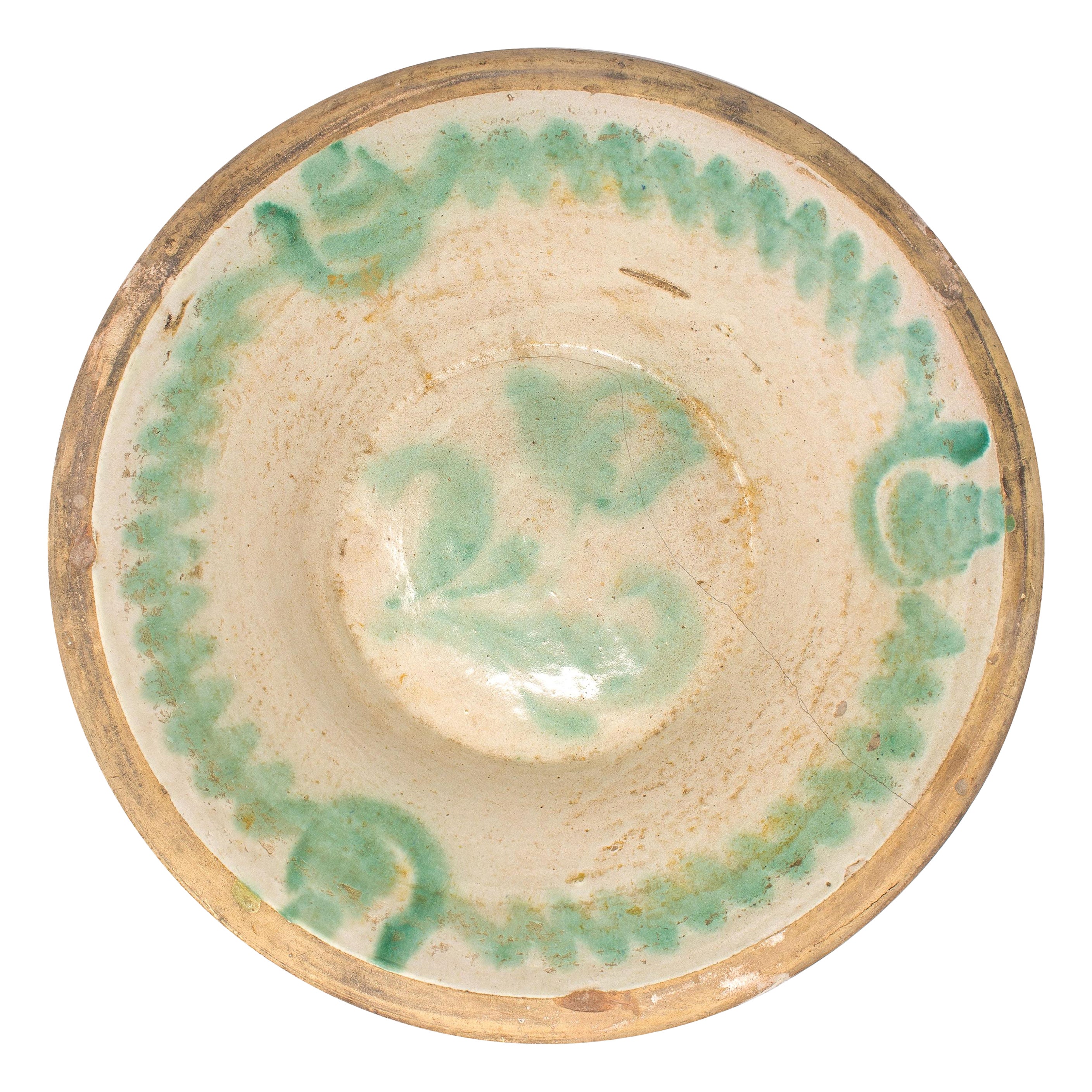 19th Century Sevillian Fajalouza Pottery "Lebrillo" Tin Glazed Deep Dish