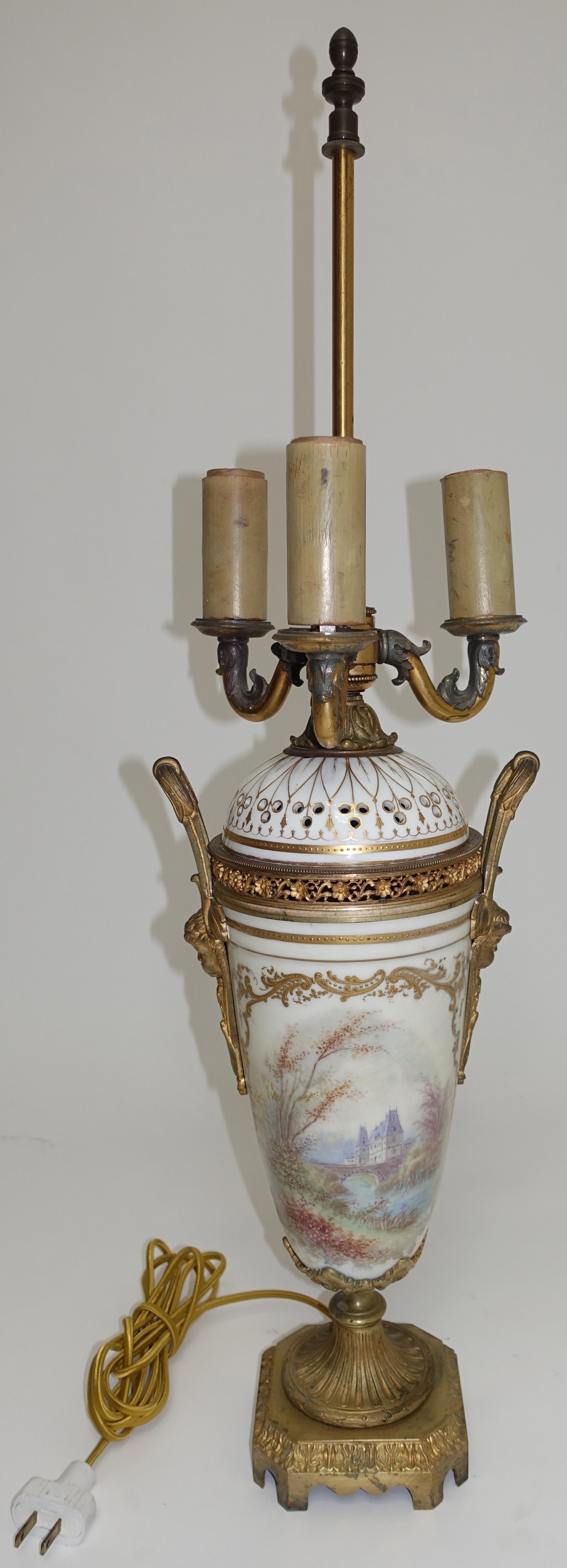 19th Century Sèvres Porcelain and Ormolu Covered Urn/Lamp 5