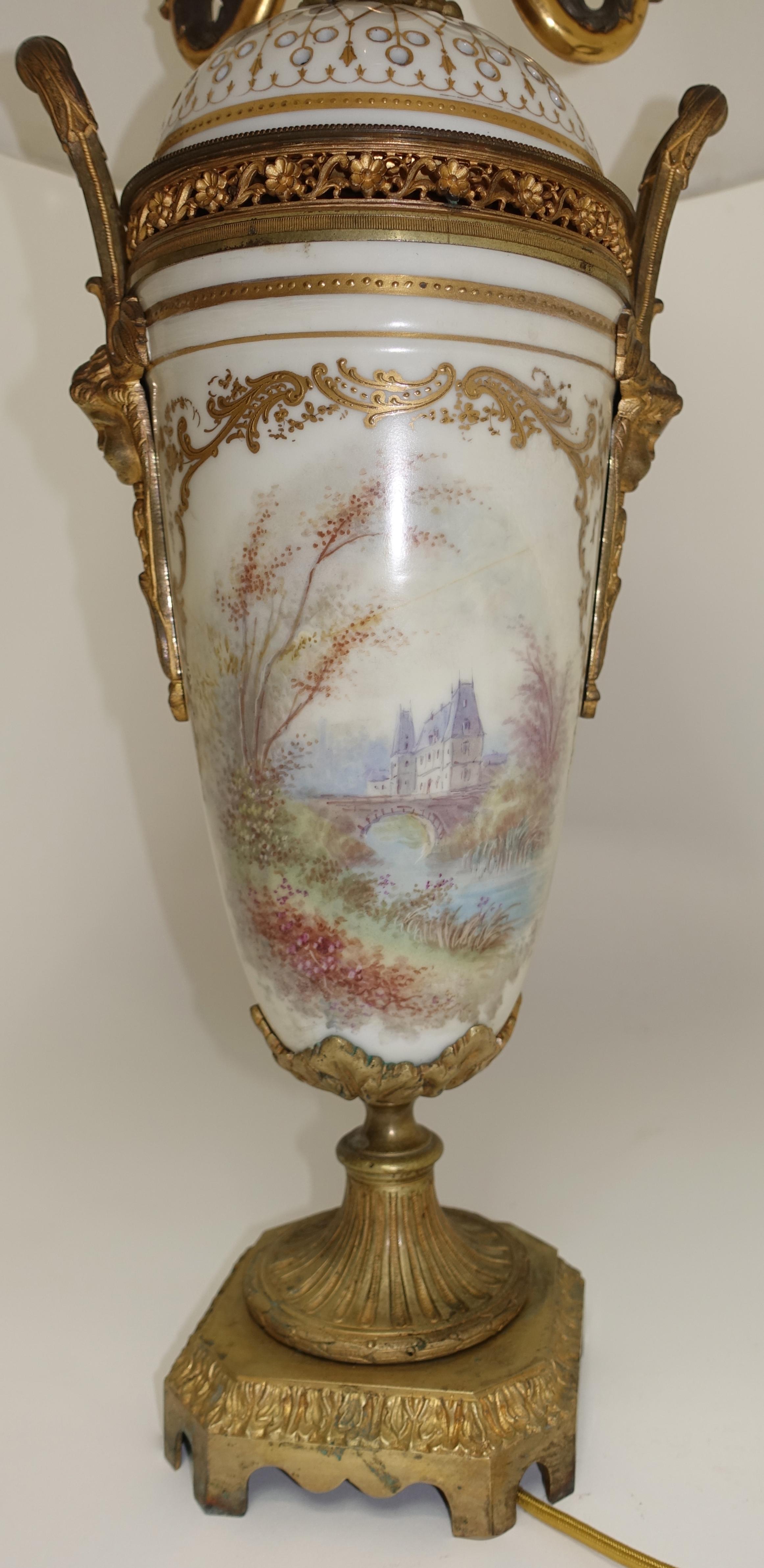 French 19th Century Sèvres Porcelain and Ormolu Covered Urn/Lamp