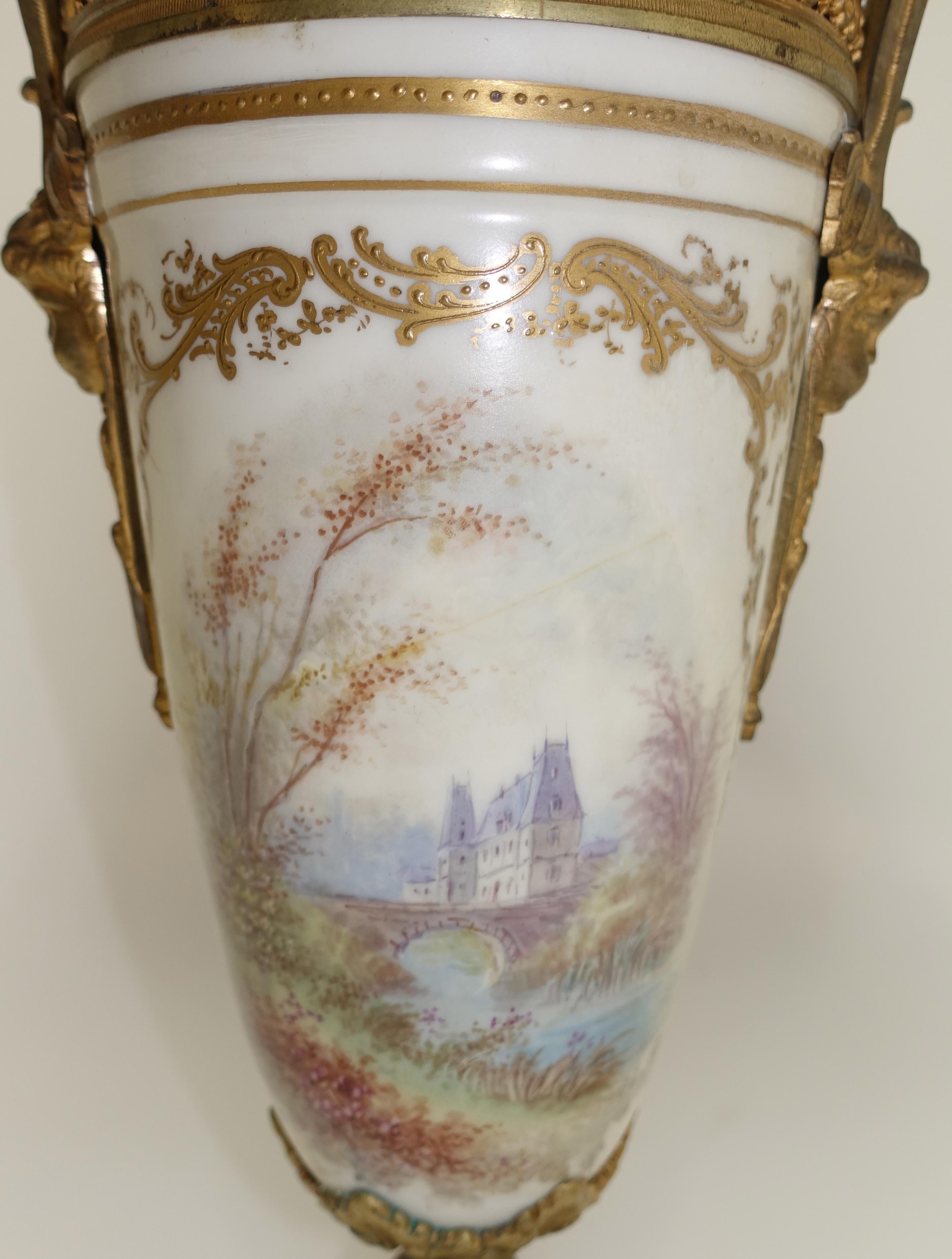 Painted 19th Century Sèvres Porcelain and Ormolu Covered Urn/Lamp