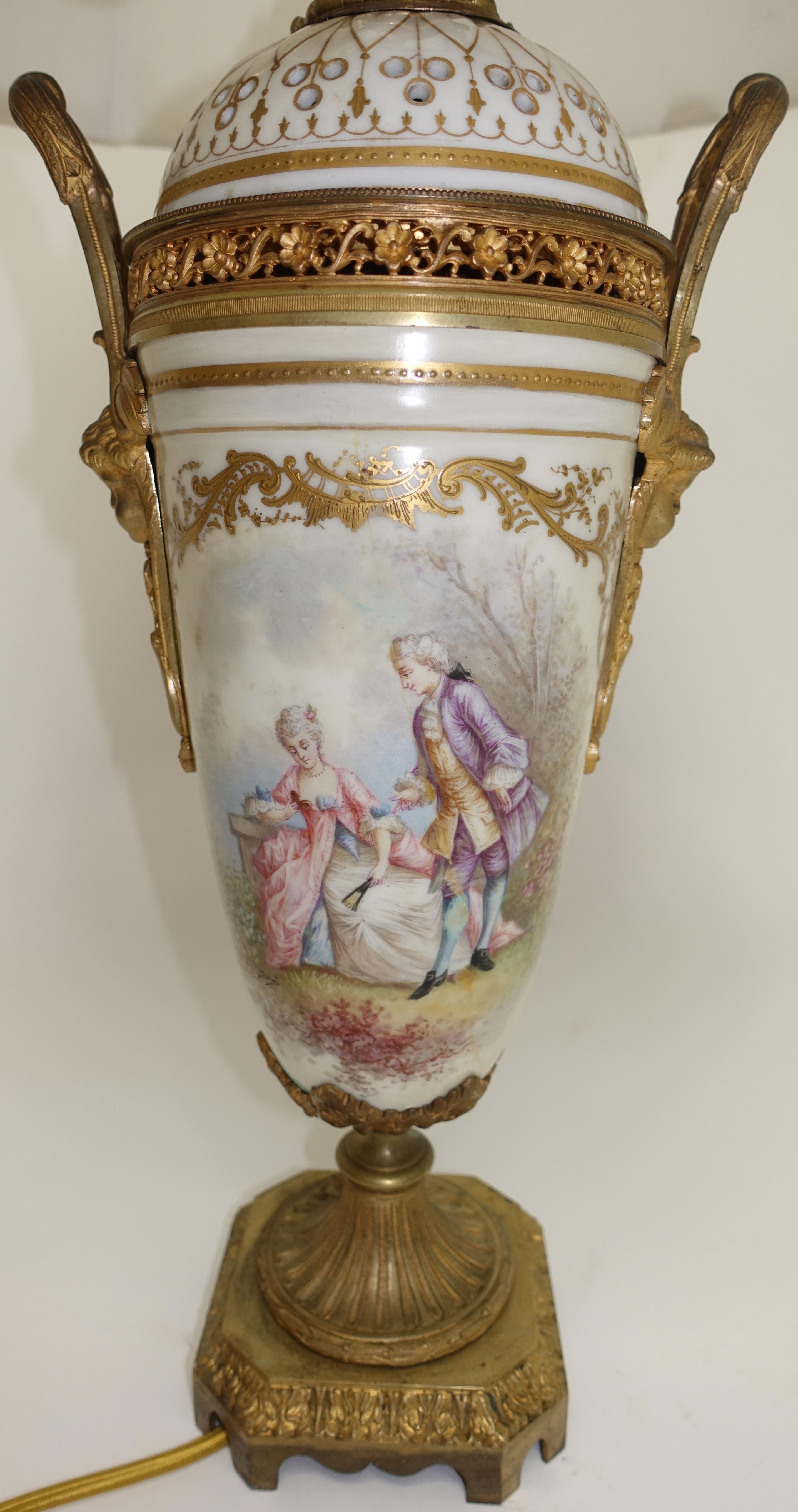 19th Century Sèvres Porcelain and Ormolu Covered Urn/Lamp 1